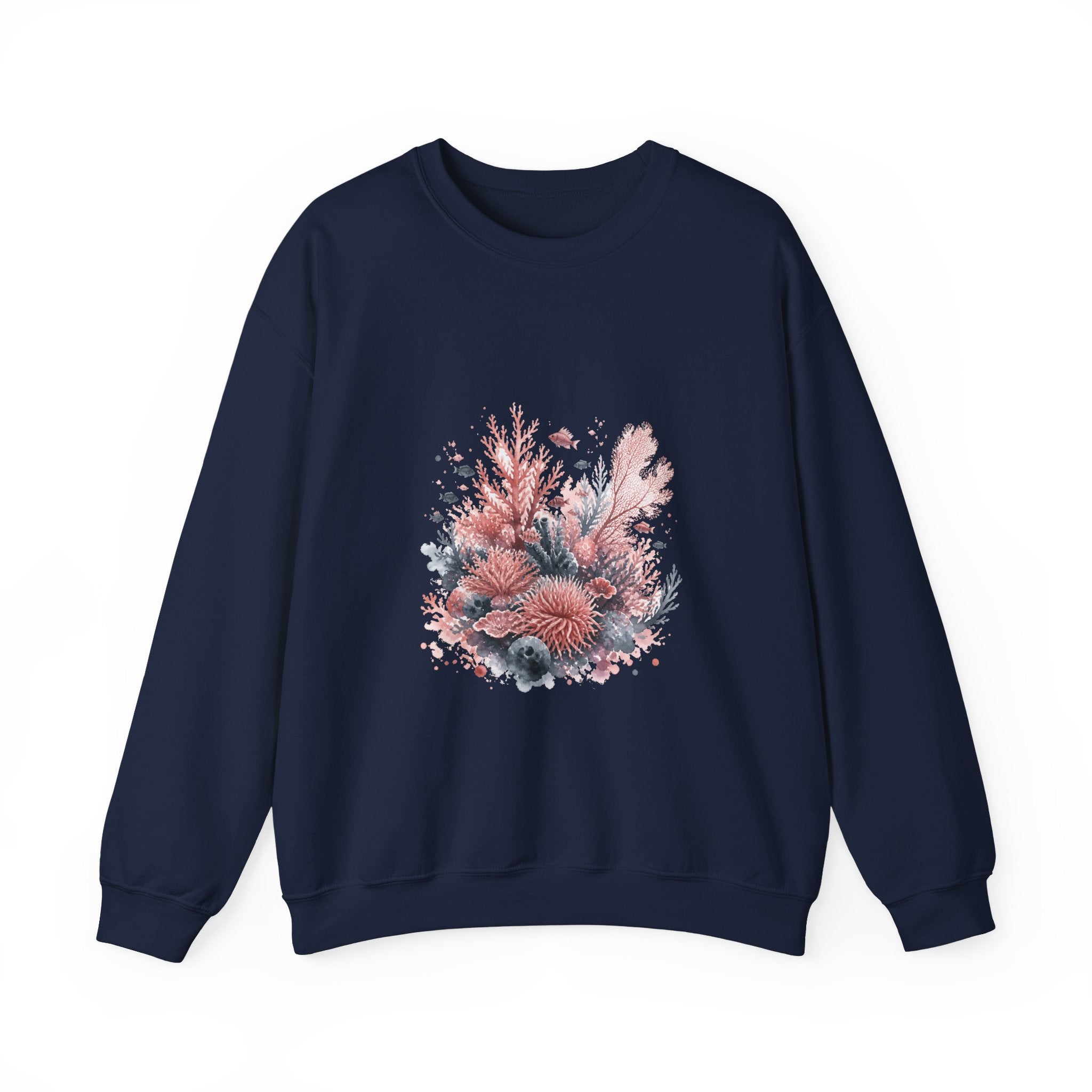 Matching Couple Sweatshirt - Coral Reef & Deep Sea Matching Couple Comfort Colors Crew Watercolor Art His Hers Birthday Gift - Design A