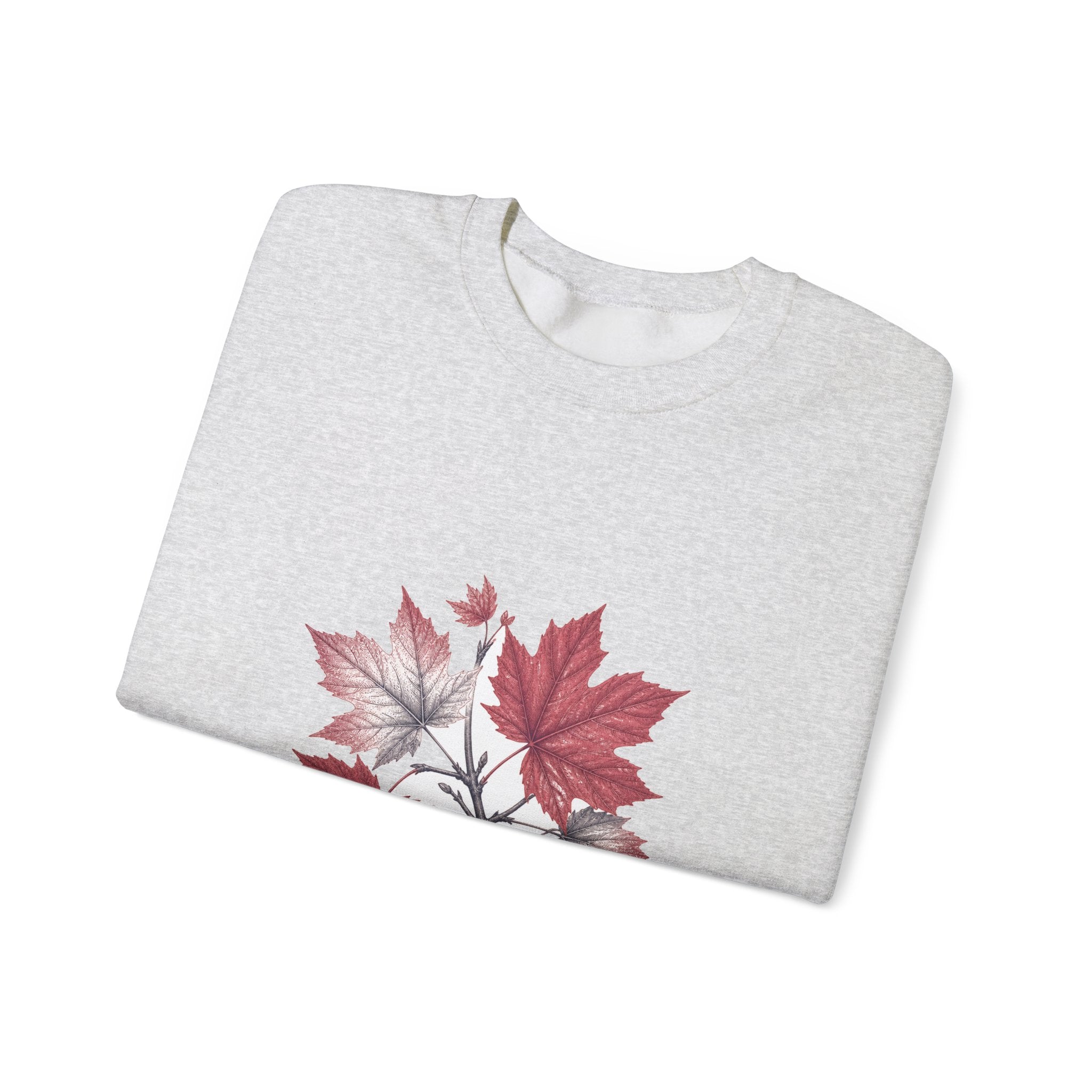 Matching Couple Sweatshirt - Cherry Blossom & Maple Leaf Matching Couple Crewneck Sweatshirt Vintage Art His Hers Wedding Gift - Design B