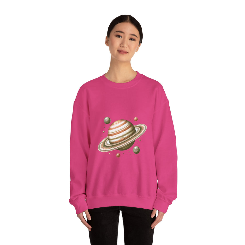 Matching Couple Sweatshirt - Saturn & Jupiter Matching Couple Comfort Colors Crew Hand-Drawn Art His Hers Anniversary Gift - Design A