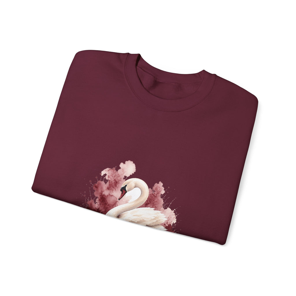 Matching Couple Sweatshirt - Raven & Swan Matching Couple Premium Fleece Sweatshirt Watercolor Art His Hers Birthday Gift - Design B