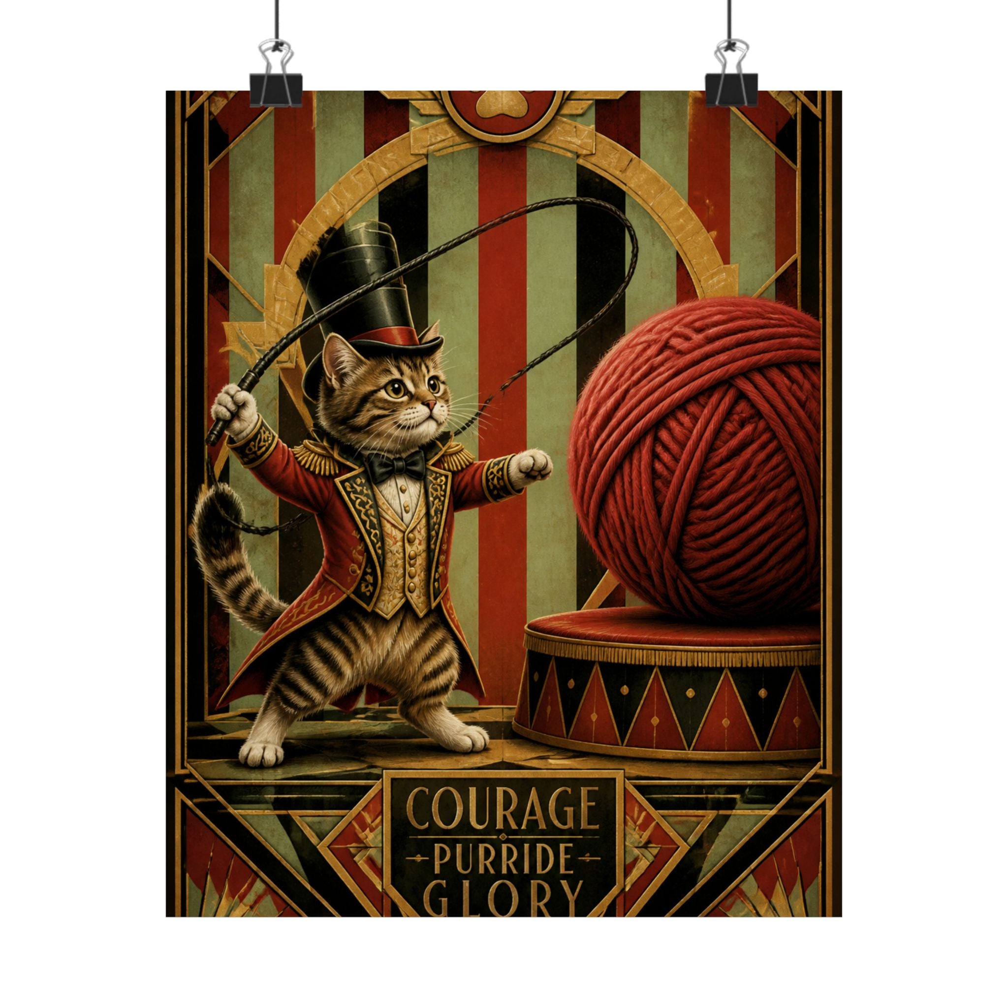 Cat Lion Tamer Wall Art Poster 18×24 Art Deco Entryway Decor Maximalist Print