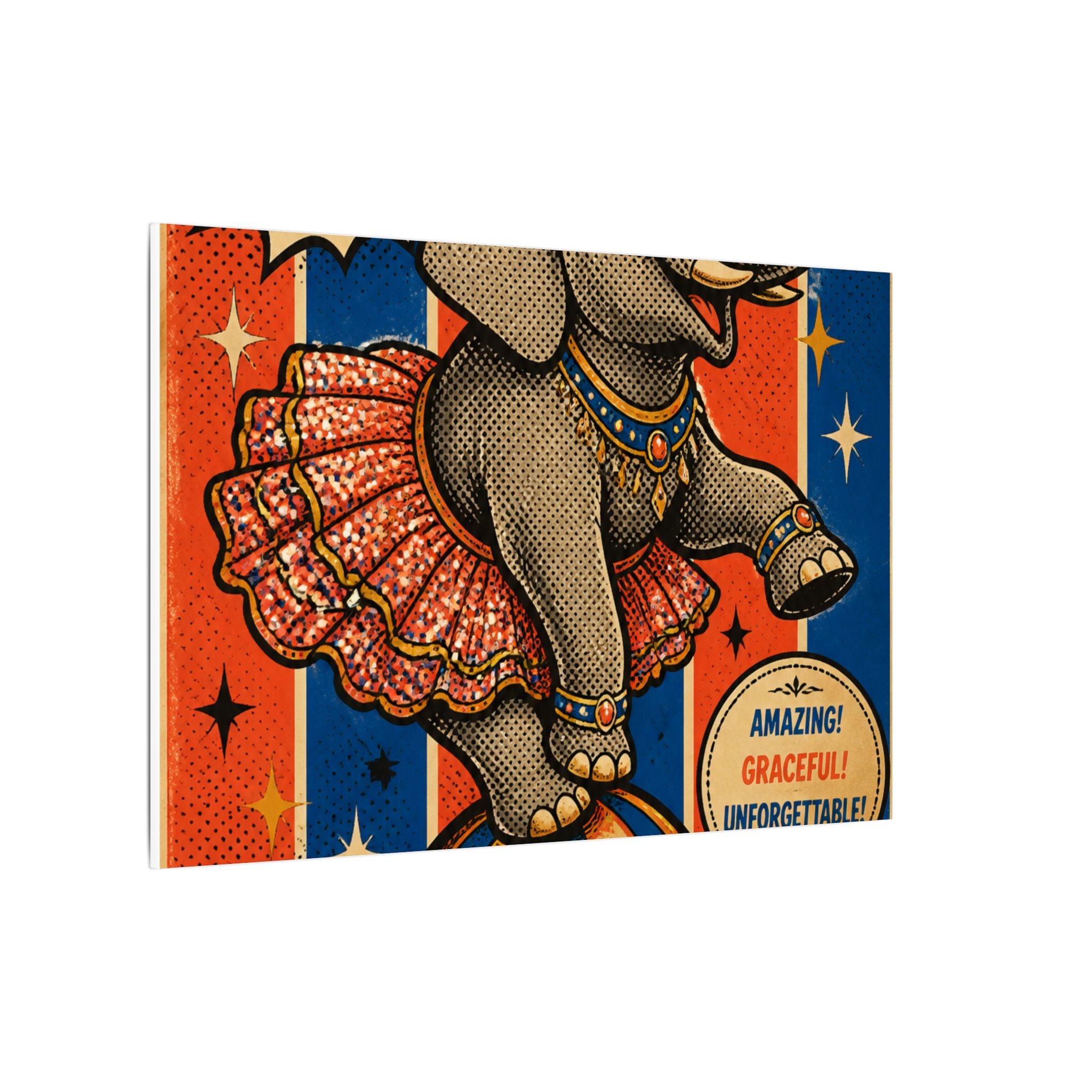 Elephant on Ball Wall Art Canvas 24×36 Pop Art Restaurant Decor Maximalist Print