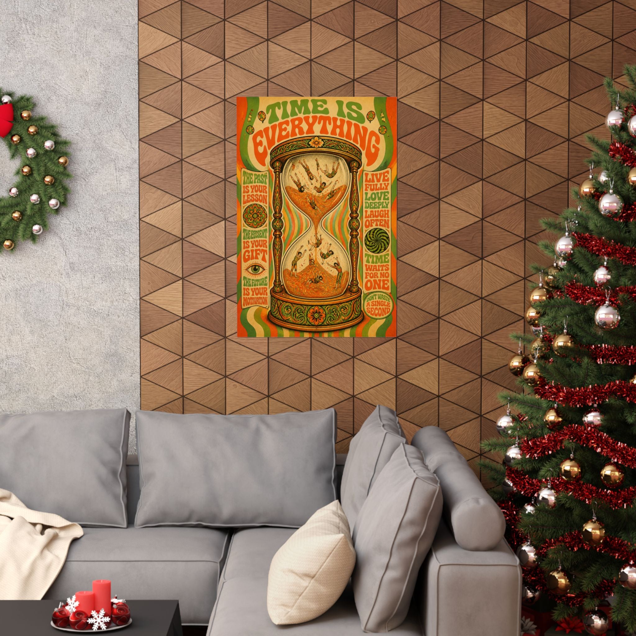 Hourglass Acrobats Wall Art Poster 24×36 Psychedelic Dining Room Decor Maximalist Print