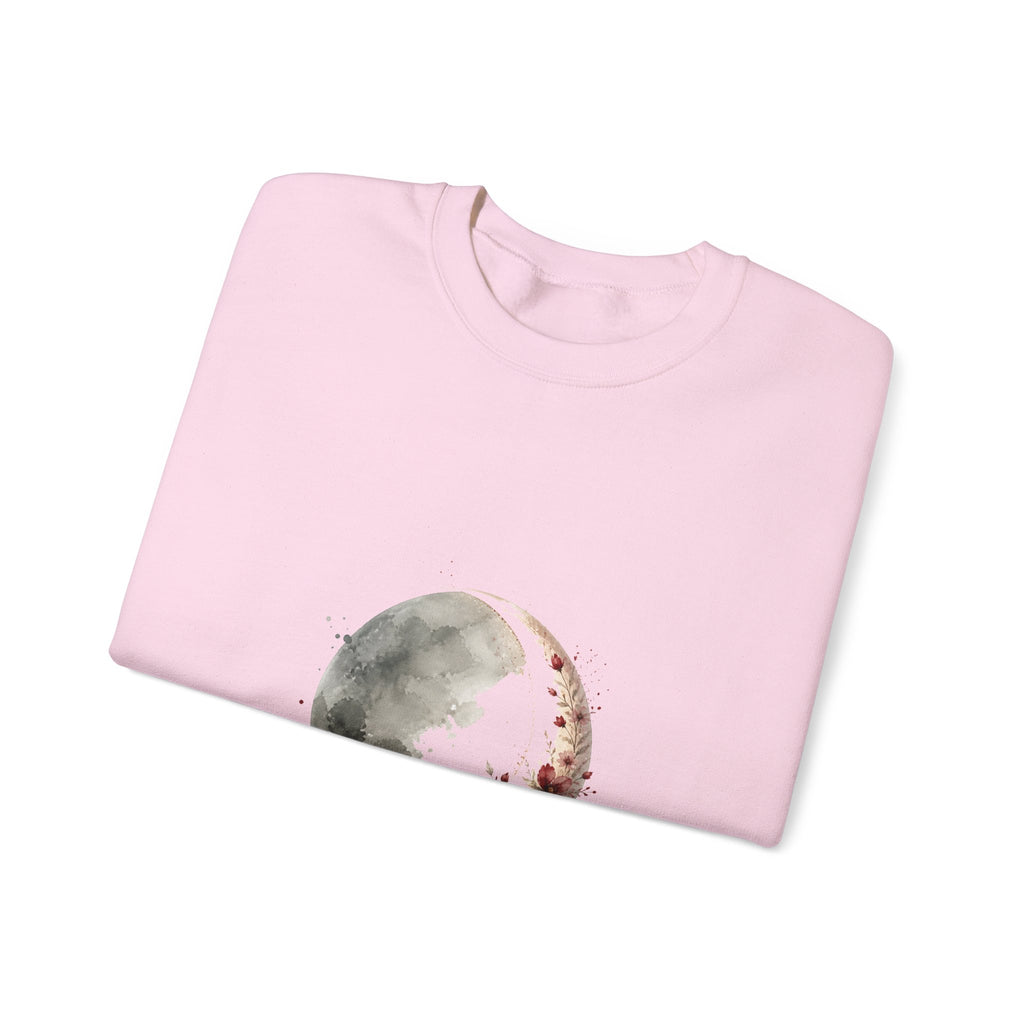 Matching Couple Sweatshirt - Waxing & Waning Moon Matching Couple Comfort Colors Crew Watercolor Art His Hers Birthday Gift - Design A