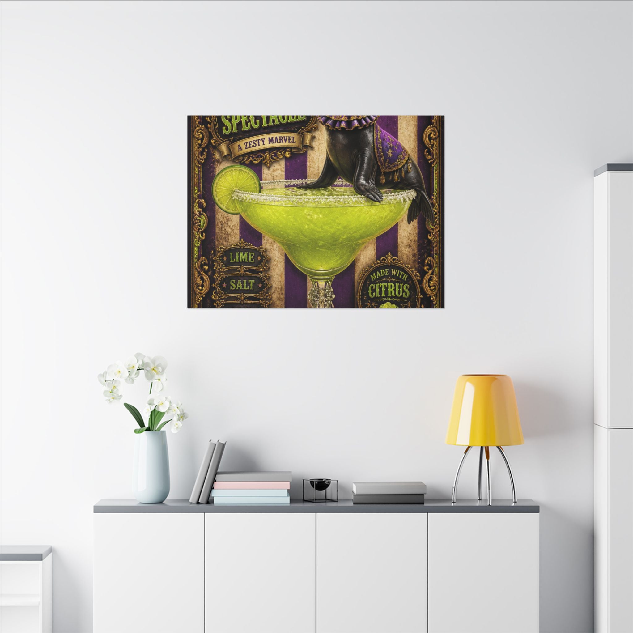 Margarita Balancing Seal Wall Art Canvas 16×20 Baroque Home Office Decor Maximalist Print