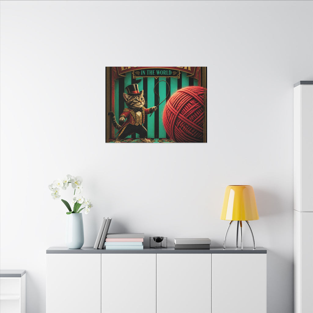 Cat Lion Tamer Wall Art Canvas 16×20 Art Deco Entryway Decor Maximalist Print