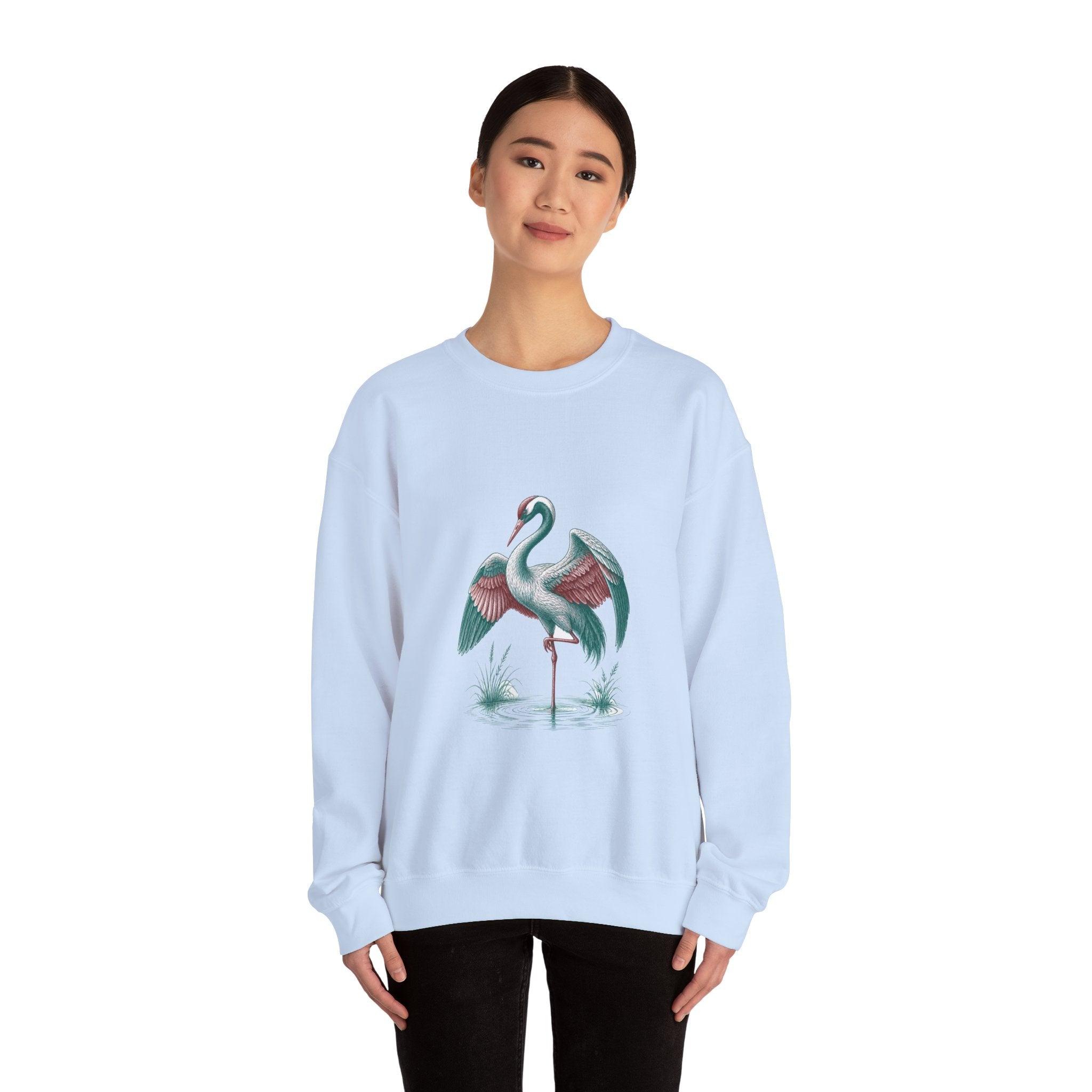 Matching Couple Sweatshirt - Tiger & Crane Matching Couple Crewneck Sweatshirt Vintage Art His Hers Wedding Gift - Design B