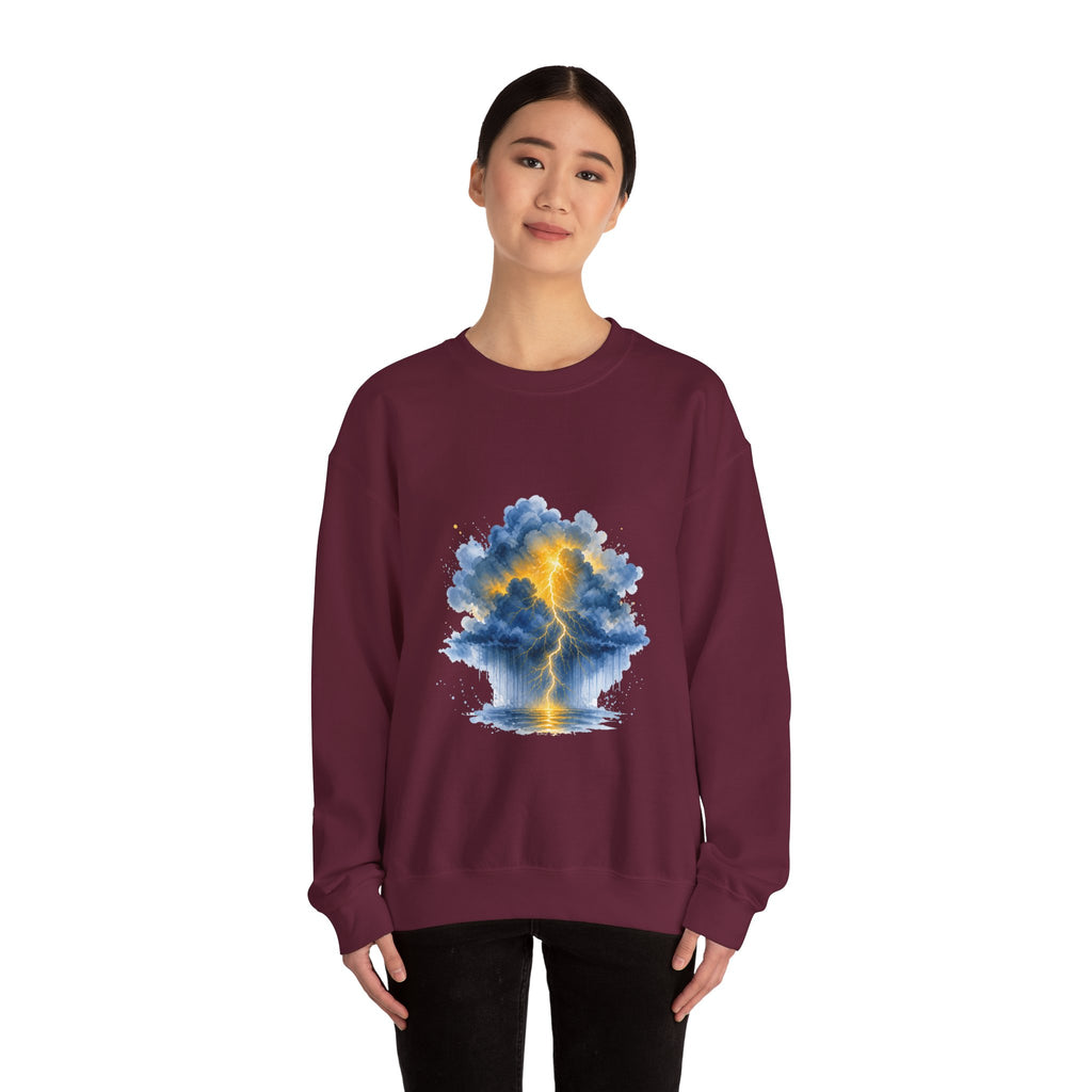 Matching Couple Sweatshirt - Storm & Rainbow Matching Couple Premium Fleece Sweatshirt Watercolor Art His Hers Birthday Gift - Design A