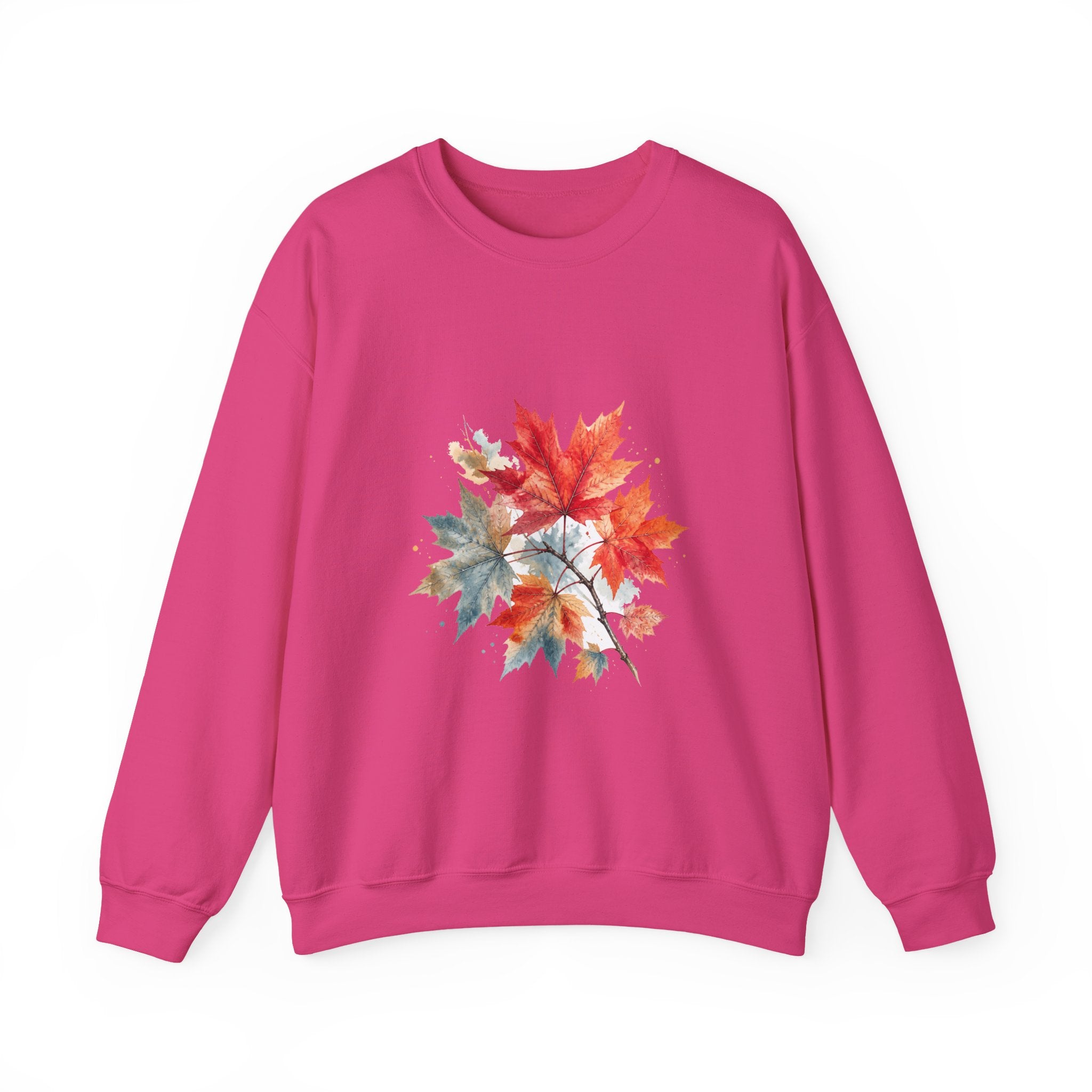 Matching Couple Sweatshirt - Cherry Blossom & Maple Leaf Matching Couple Crewneck Sweatshirt Watercolor Art His Hers Engagement Gift - Design B