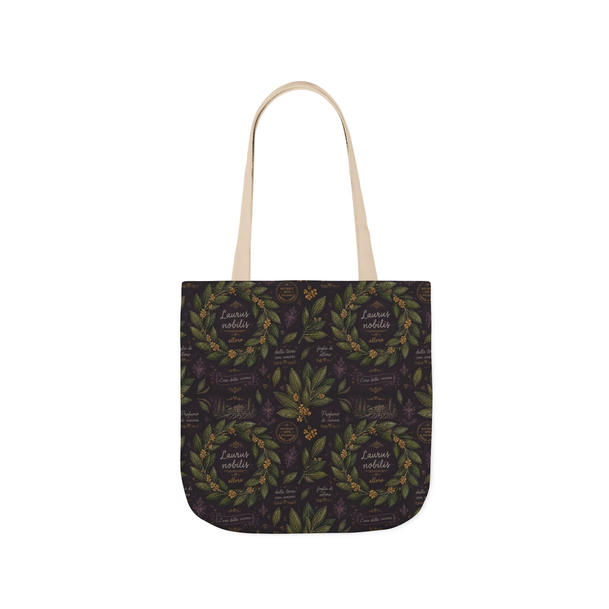 Bay Laurel Wreath Canvas Tote Bag Mediterranean Kitchen Chalk Art Design Italian Cottagecore Gift