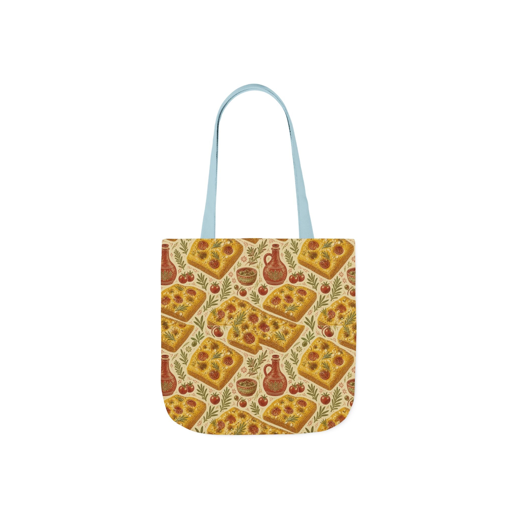 Focaccia Bread Canvas Tote Bag Mediterranean Kitchen Linocut Design Italian Cottagecore Gift