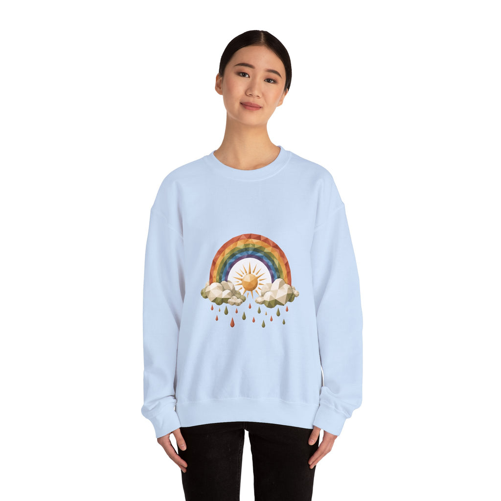 Matching Couple Sweatshirt - Storm & Rainbow Matching Couple Premium Fleece Sweatshirt Geometric Art His Hers Love Gift - Design B