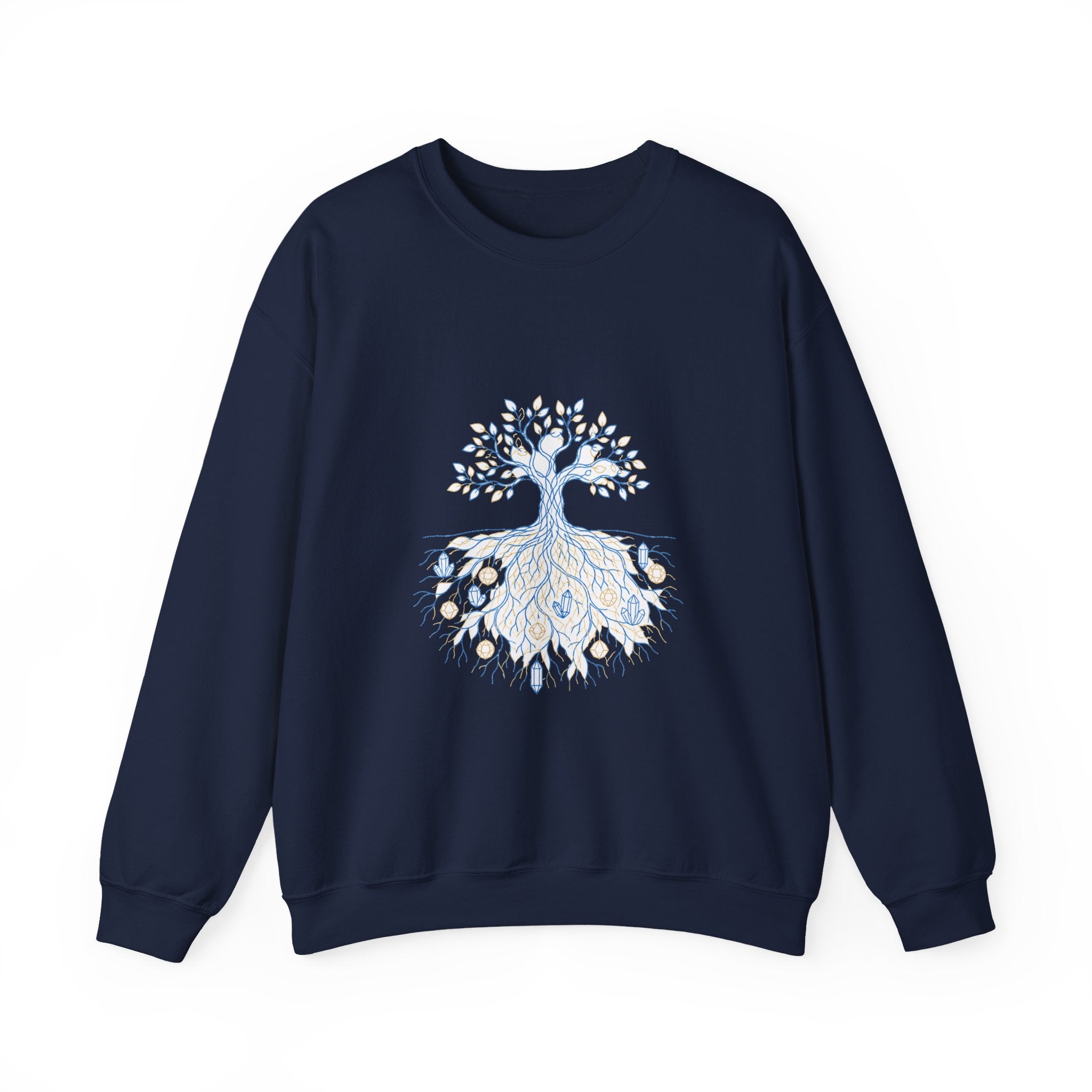 Matching Couple Sweatshirt - Ancient Oak & Deep Roots Matching Couple Crewneck Sweatshirt Minimalist Art His Hers Valentine Gift - Design B