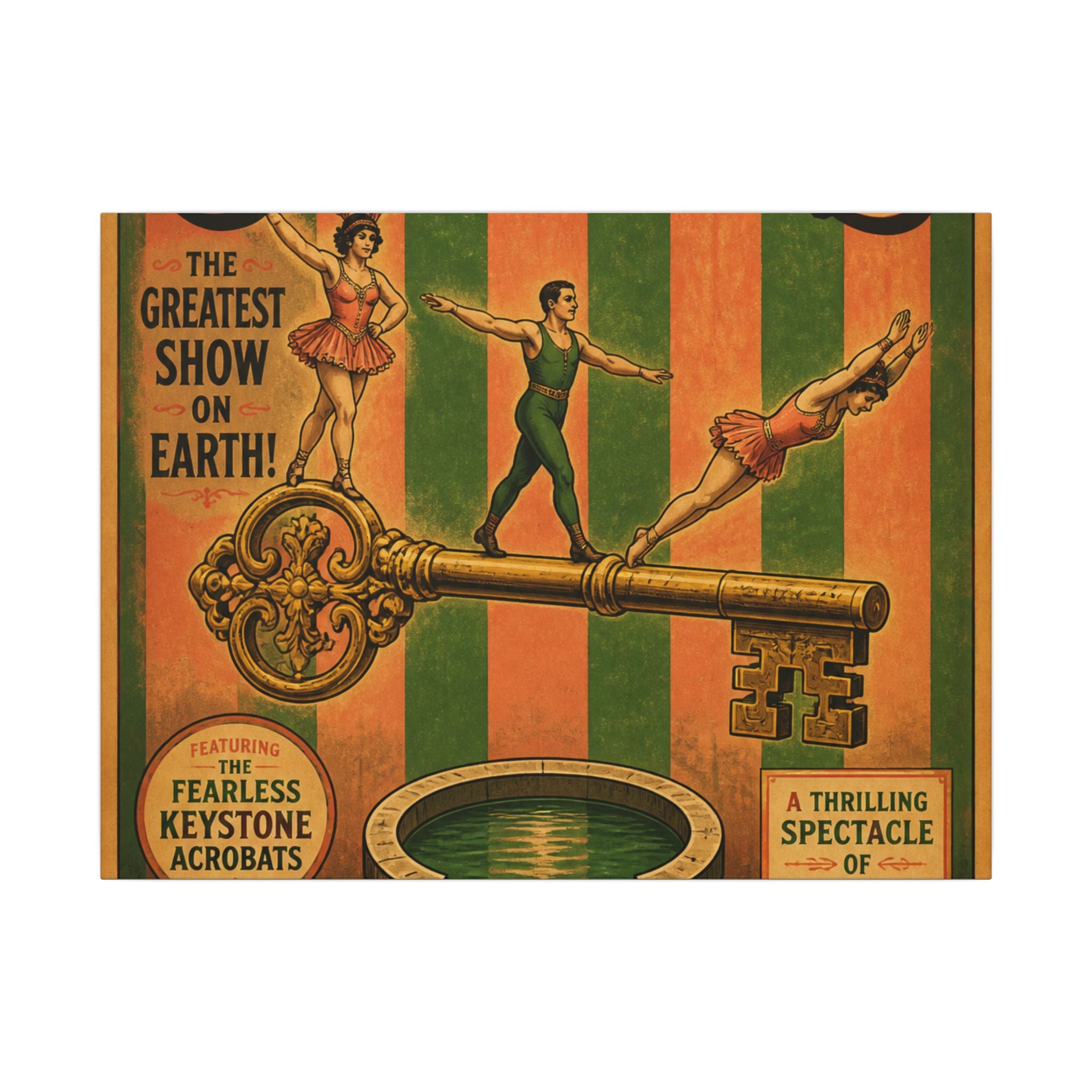 Giant Key Performance Wall Art Canvas 16×20 Vintage Circus Kitchen Decor Maximalist Print