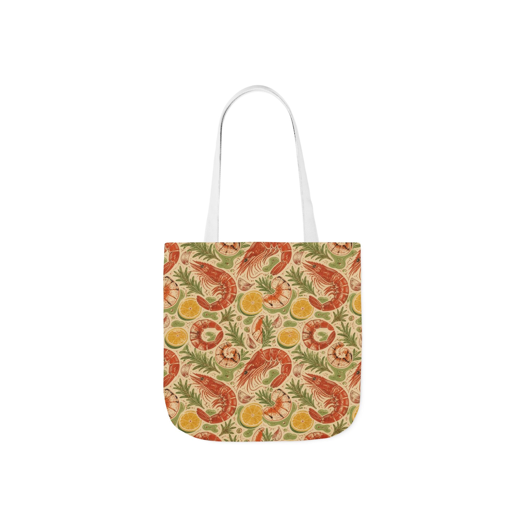Mediterranean Shrimp Canvas Tote Bag Mediterranean Kitchen Linocut Design Italian Cottagecore Gift