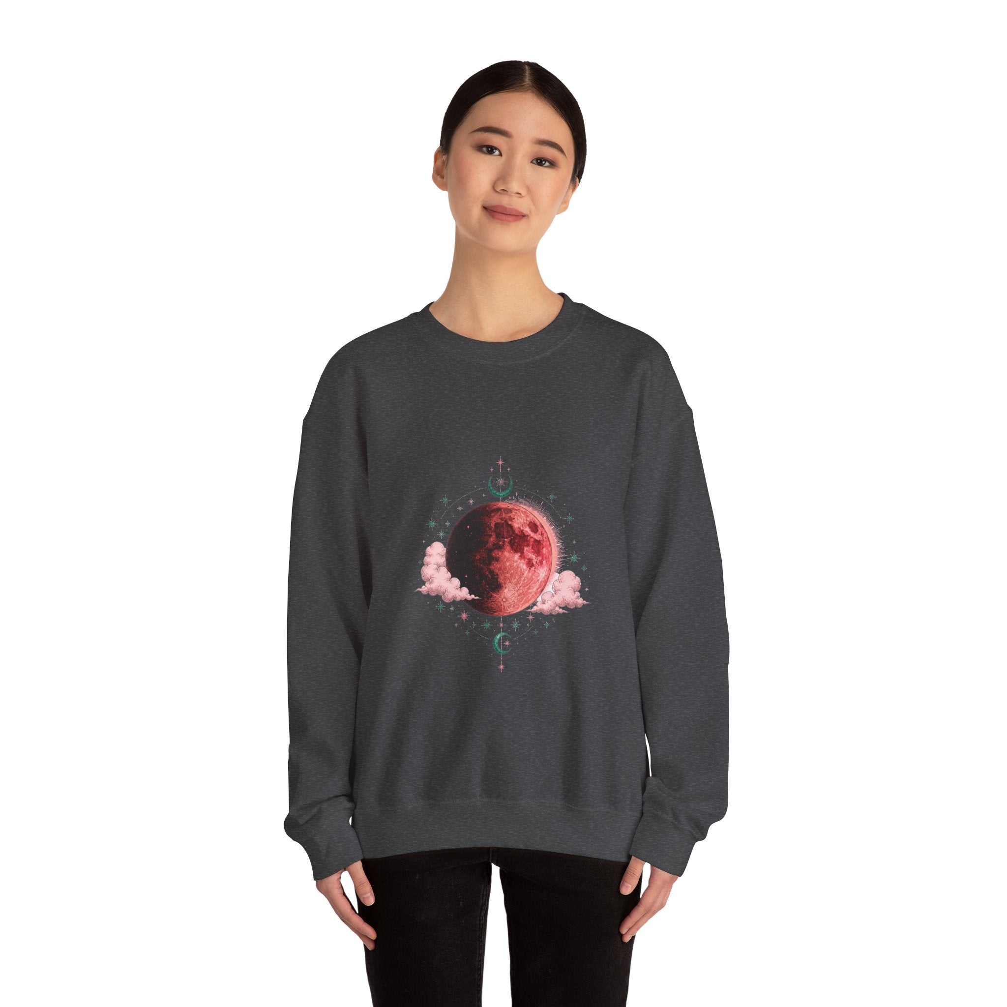 Matching Couple Sweatshirt - Solar & Lunar Eclipse Matching Couple Crewneck Sweatshirt Hand-Drawn Art His Hers Best Friend Gift - Design B
