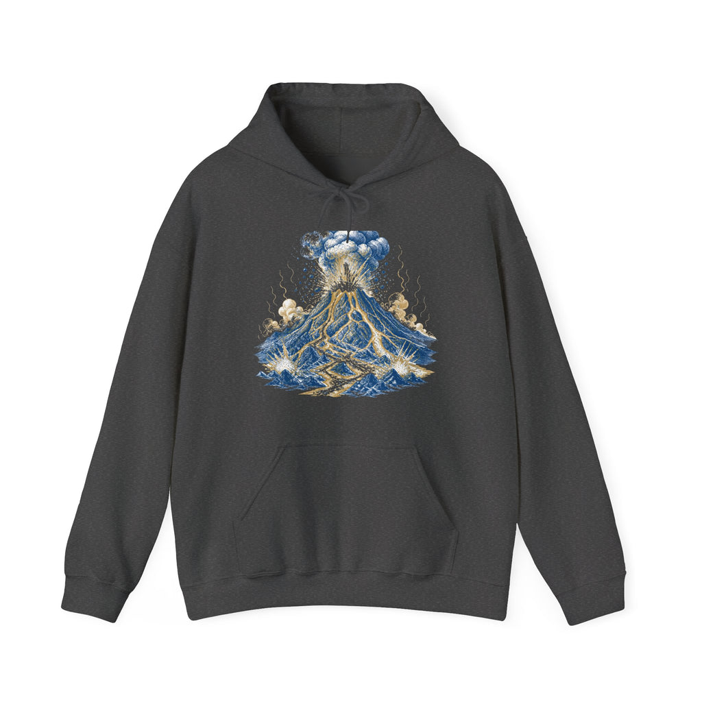 Matching Couple Sweatshirt - Volcano & Glacier Matching Couple Hooded Sweatshirt Hand-Drawn Art His Hers Best Friend Gift - Design A