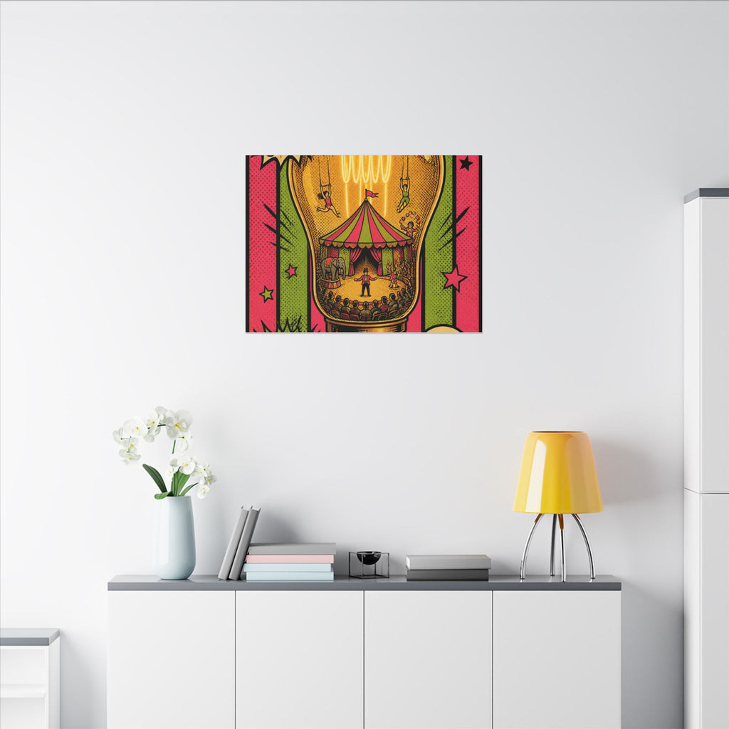 Light Bulb Circus Wall Art Canvas 16×20 Pop Art Living Room Decor Maximalist Print