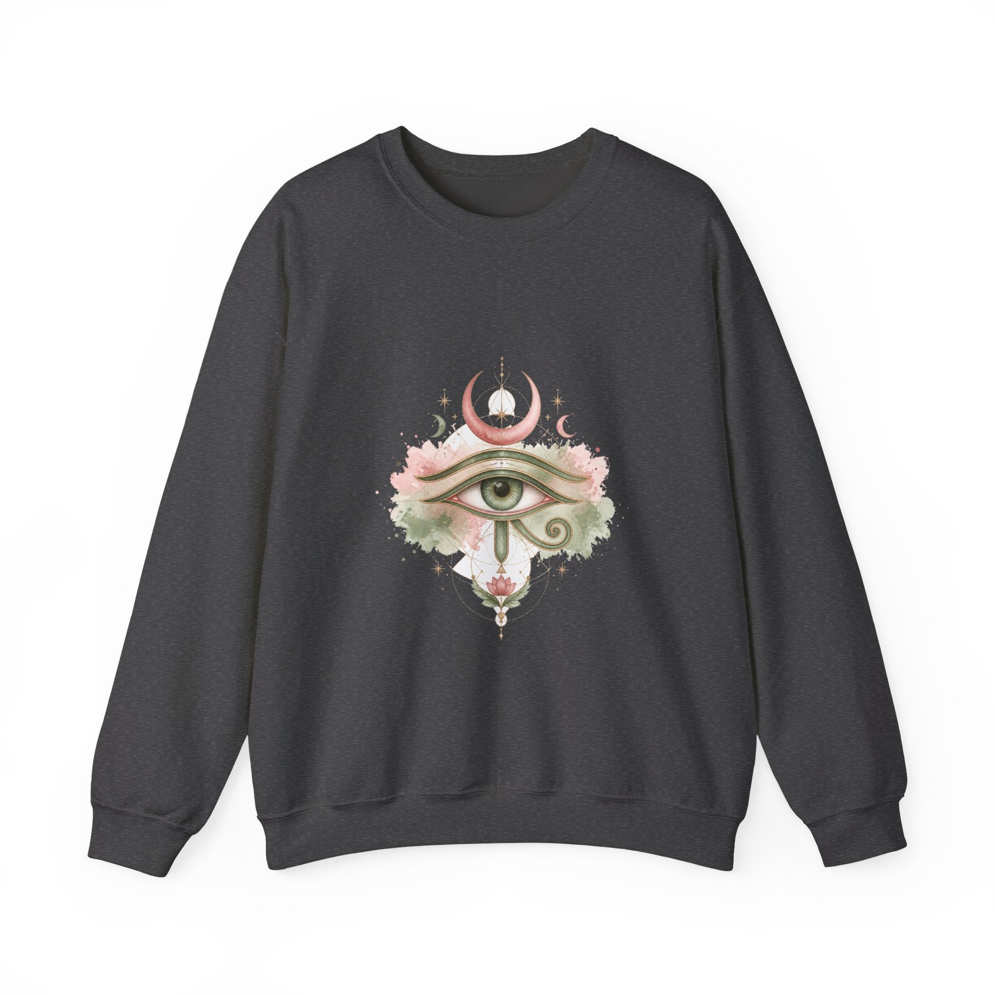 Matching Couple Sweatshirt - Eye of Ra & Horus Matching Couple Comfort Colors Crew Watercolor Art His Hers Birthday Gift - Design B