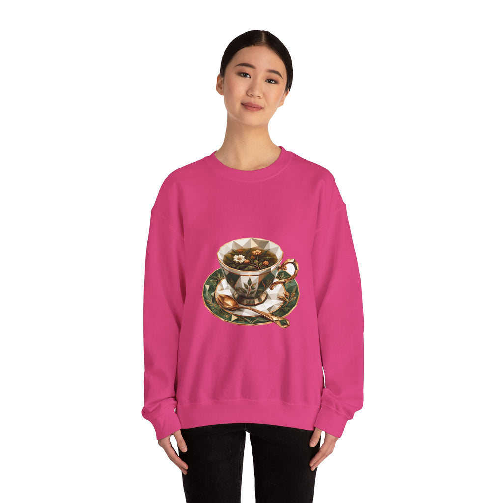 Matching Couple Sweatshirt - Coffee & Tea Matching Couple Crewneck Sweatshirt Geometric Art His Hers Couple Gift - Design B
