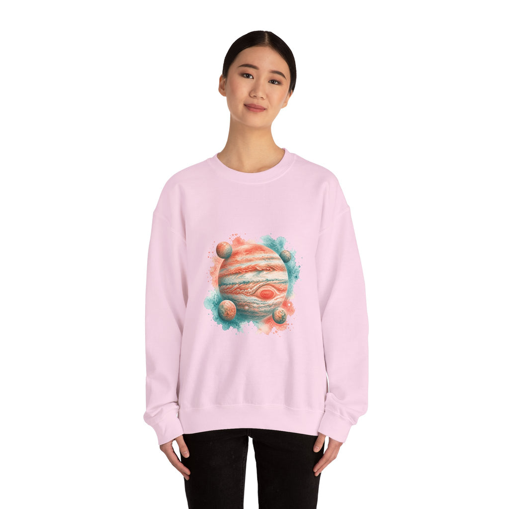 Matching Couple Sweatshirt - Saturn & Jupiter Matching Couple Premium Fleece Sweatshirt Watercolor Art His Hers Birthday Gift - Design B