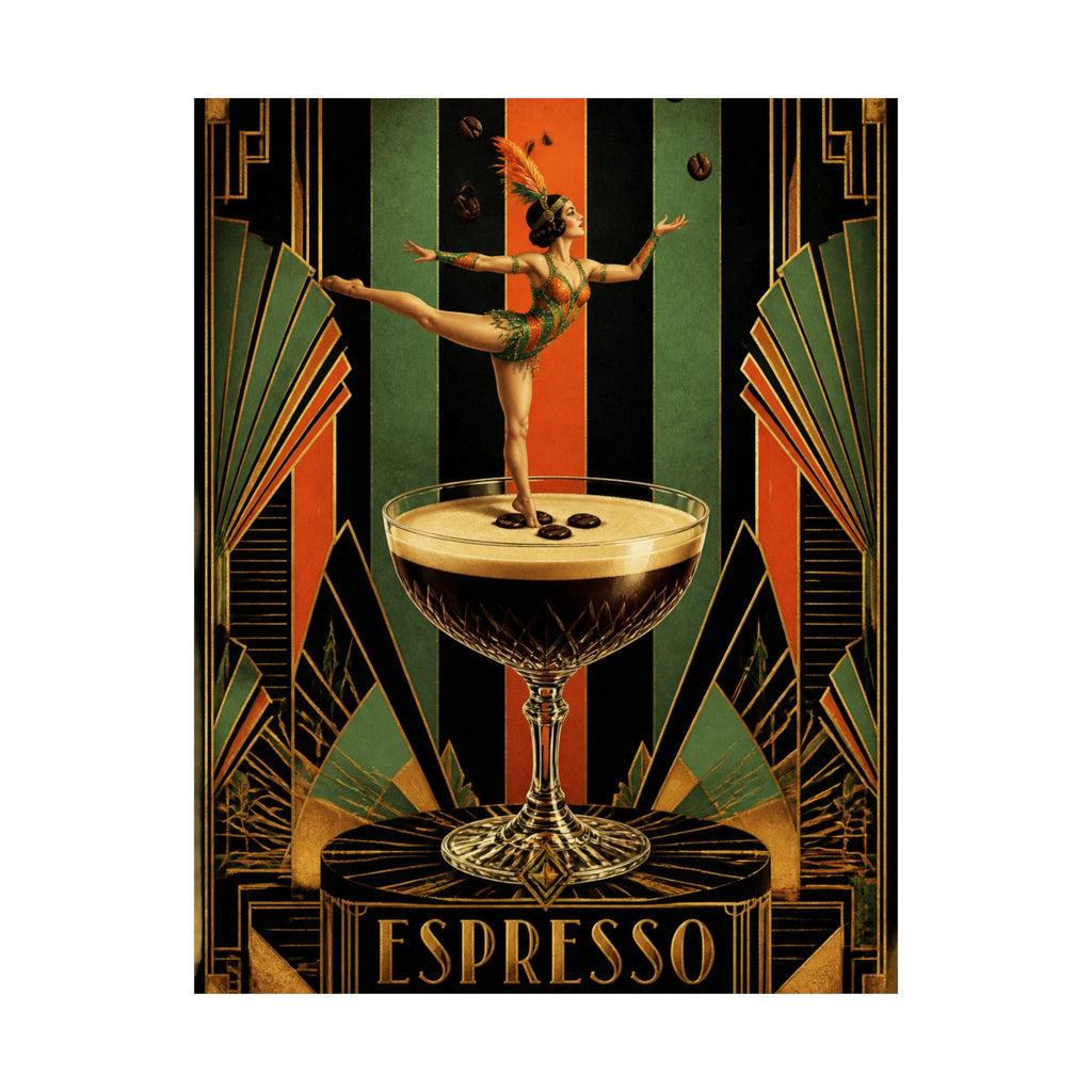 Espresso Martini Acrobat Wall Art Poster 24×36 Art Deco Bar Area Decor Maximalist Print