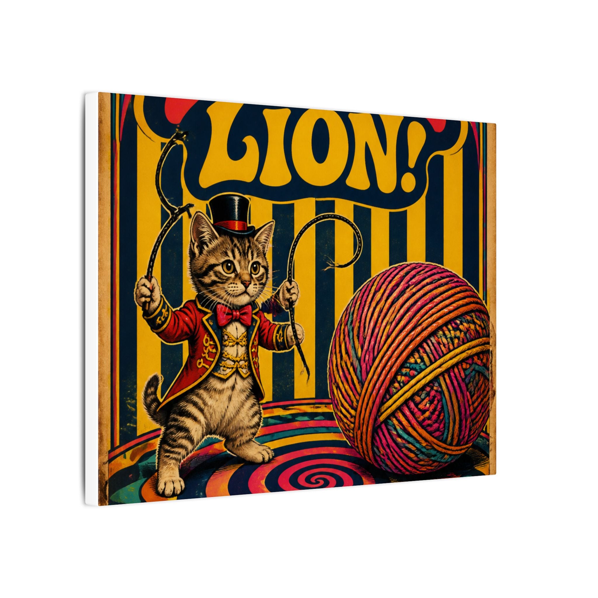 Cat Lion Tamer Wall Art Canvas 24×36 Psychedelic Dining Room Decor Maximalist Print