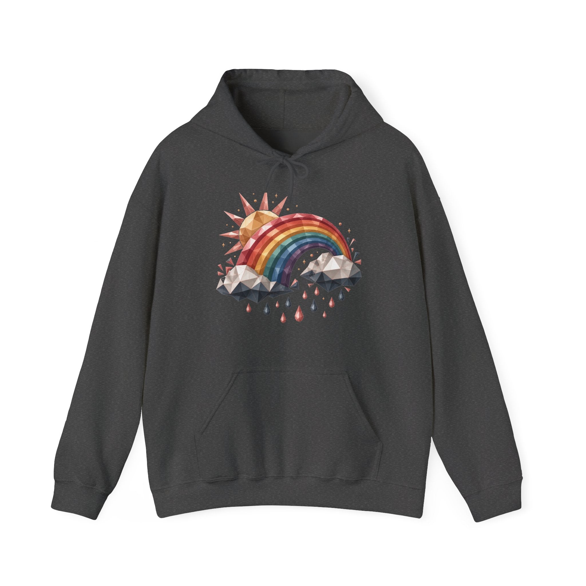 Matching Couple Sweatshirt - Storm & Rainbow Matching Couple Hooded Sweatshirt Geometric Art His Hers Couple Gift - Design B