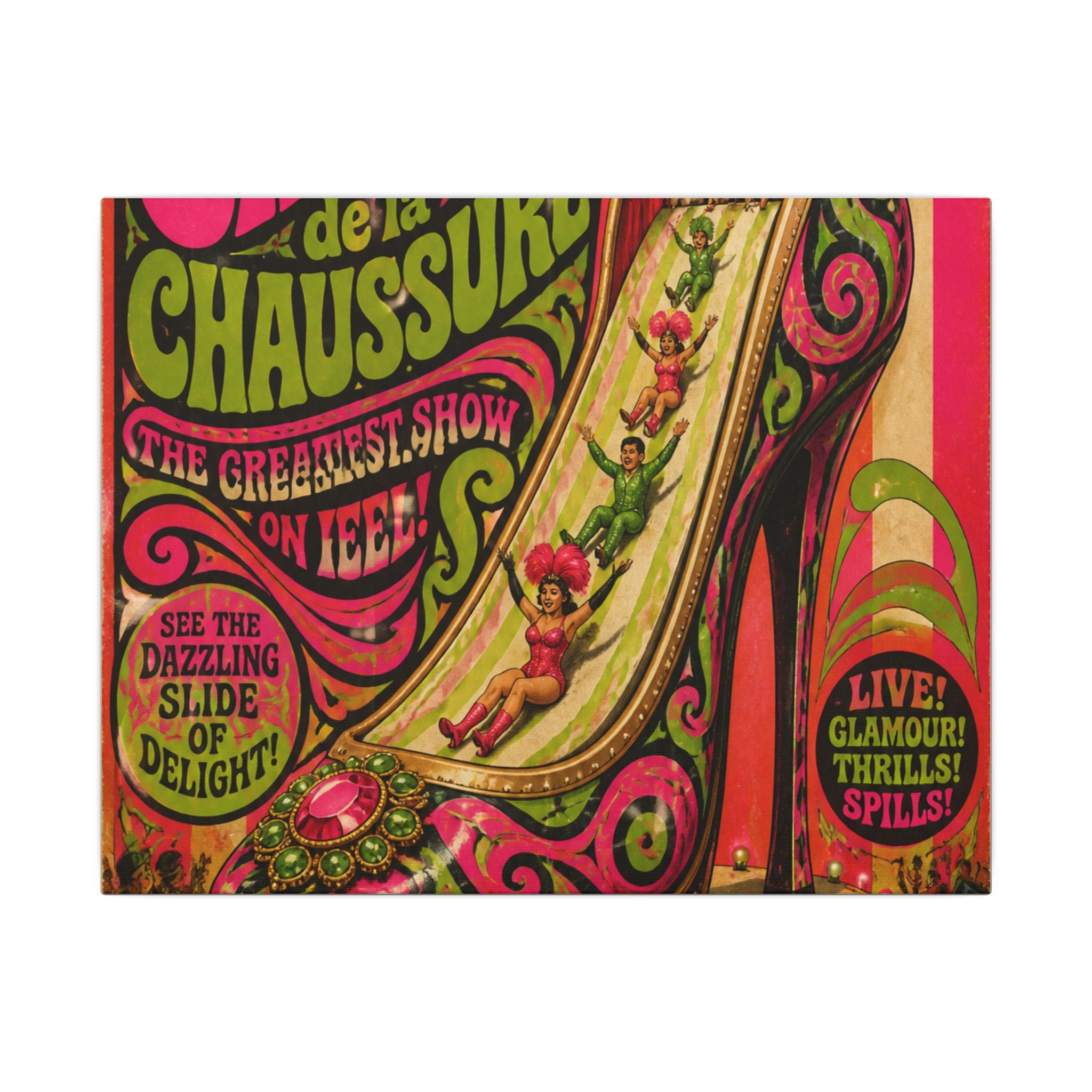 High Heel Slide Wall Art Canvas 24×36 Psychedelic Dining Room Decor Maximalist Print
