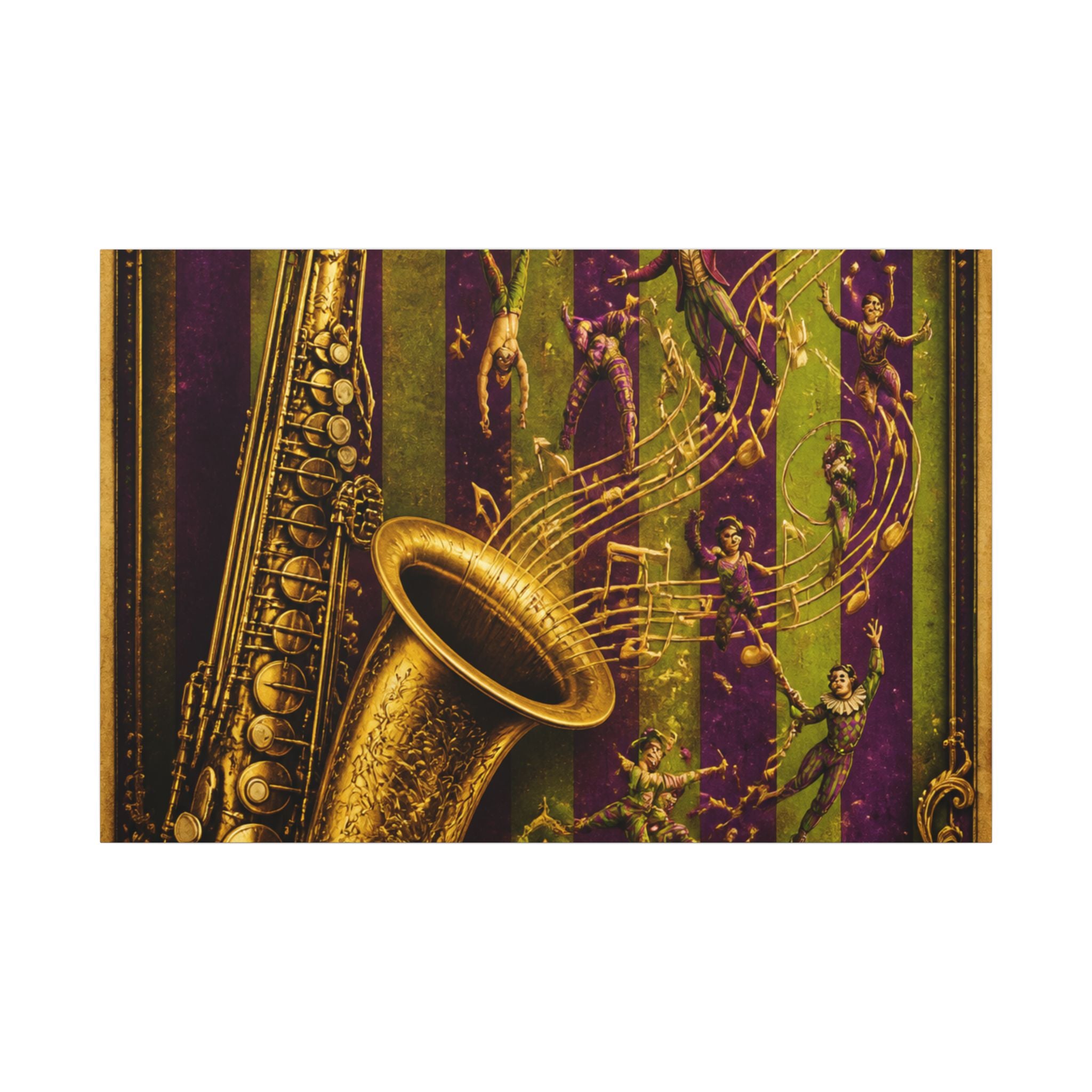 Saxophone Music Circus Wall Art Canvas 24×36 Baroque Studio Decor Maximalist Print