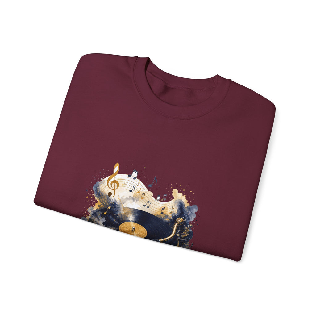 Matching Couple Sweatshirt - Vinyl & Cassette Matching Couple Crewneck Sweatshirt Watercolor Art His Hers Engagement Gift - Design A