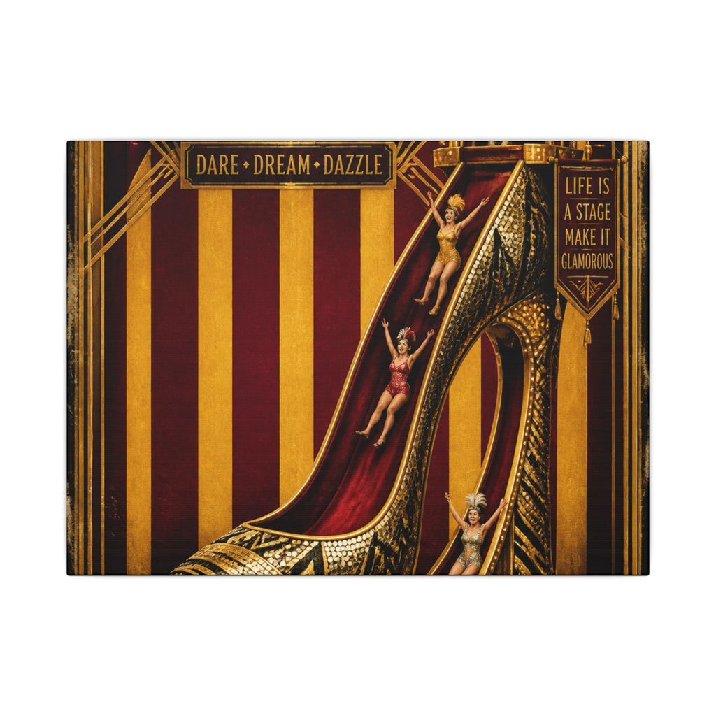 High Heel Slide Wall Art Canvas 16×20 Art Deco Entryway Decor Maximalist Print