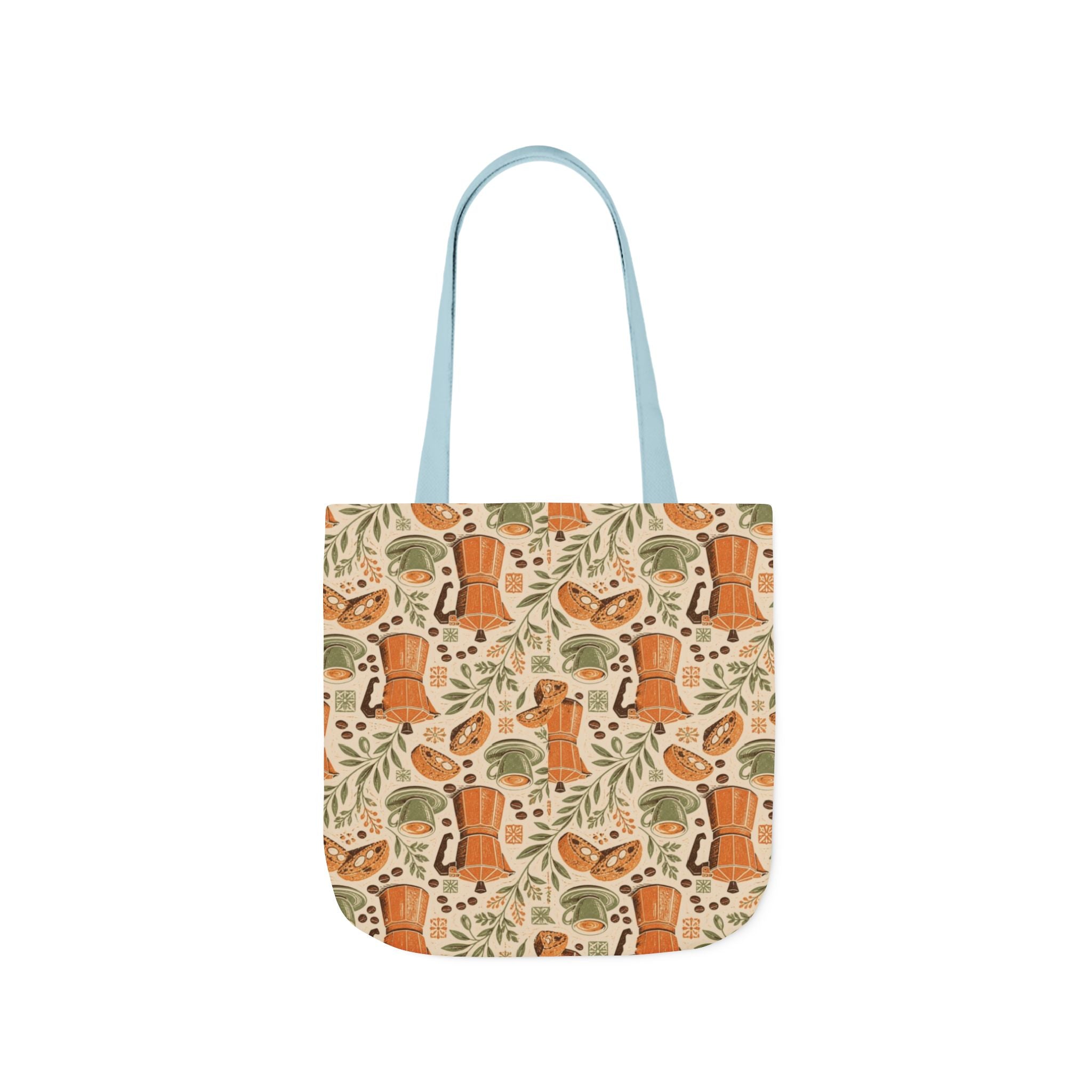 Espresso Moka Pot Canvas Tote Bag Mediterranean Kitchen Linocut Design Italian Cottagecore Gift