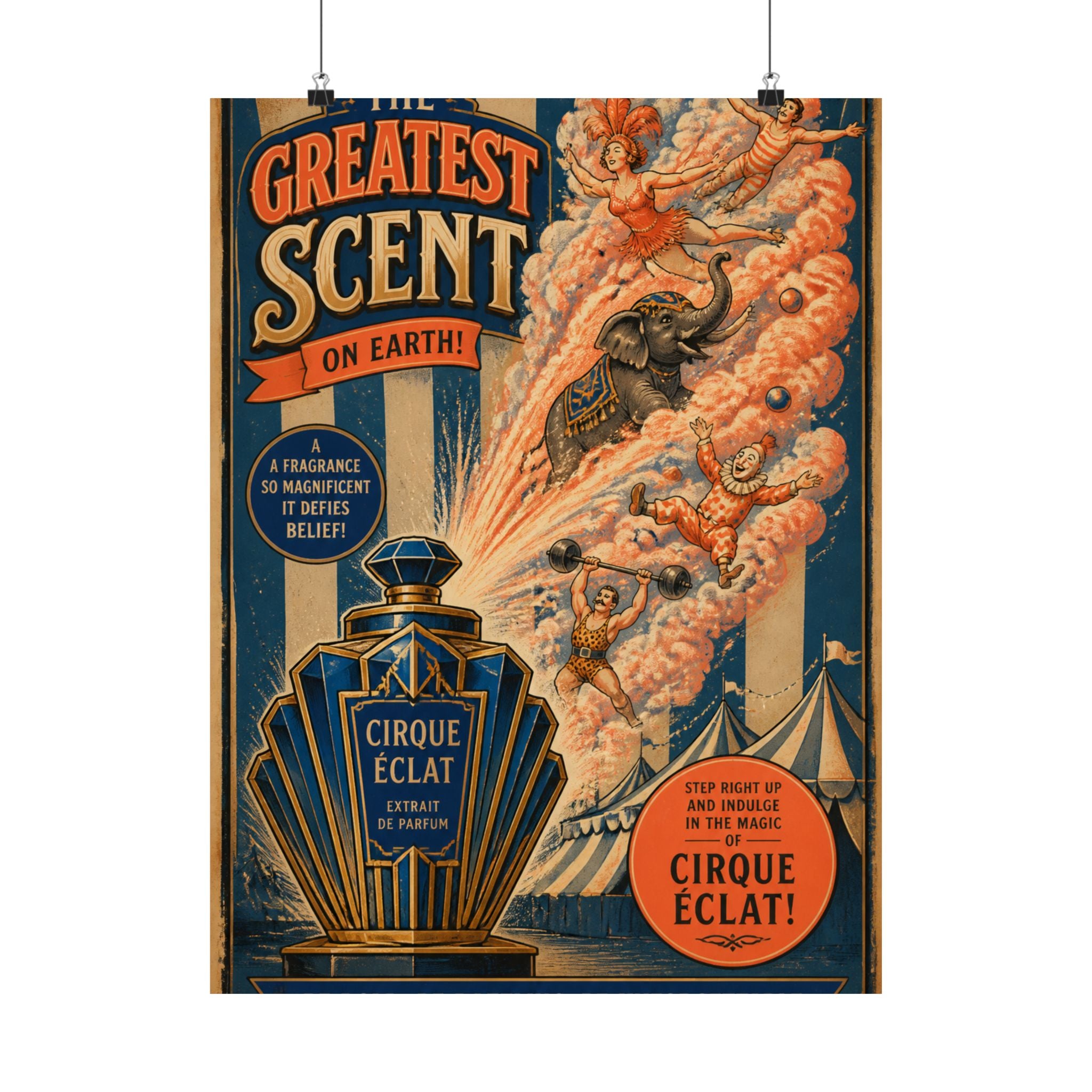 Perfume Bottle Fountain Wall Art Poster 18×24 Vintage Circus Kitchen Decor Maximalist Print