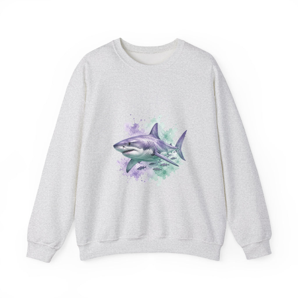 Matching Couple Sweatshirt - Shark & Dolphin Matching Couple Premium Fleece Sweatshirt Watercolor Art His Hers Birthday Gift - Design A