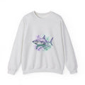 Matching Couple Sweatshirt - Shark & Dolphin Matching Couple Premium Fleece Sweatshirt Watercolor Art His Hers Birthday Gift - Design A