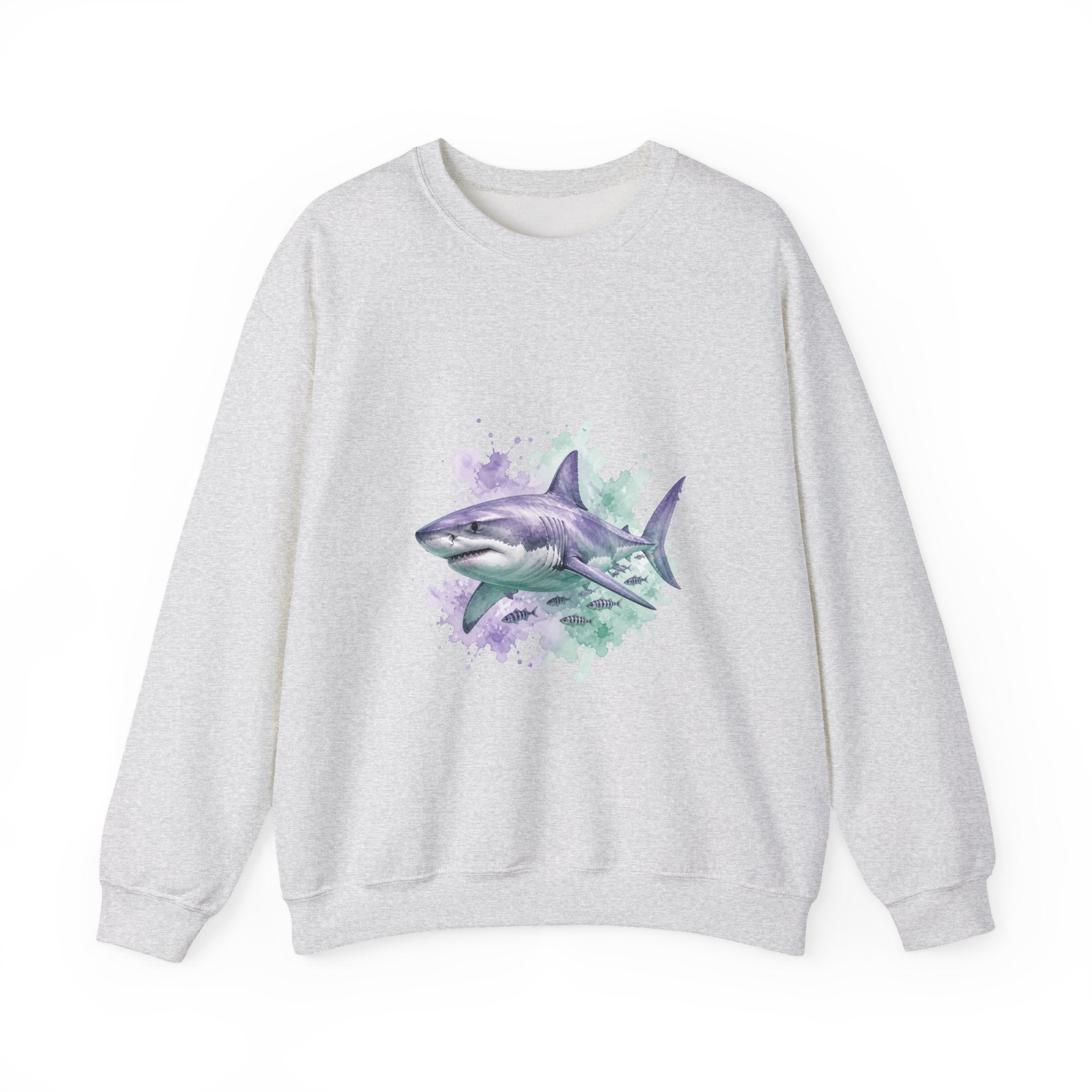 Matching Couple Sweatshirt - Shark & Dolphin Matching Couple Premium Fleece Sweatshirt Watercolor Art His Hers Birthday Gift - Design A