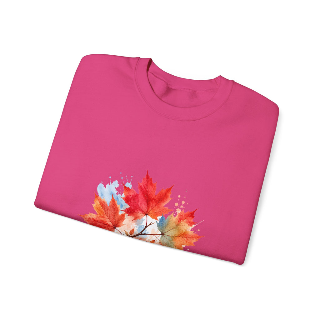 Matching Couple Sweatshirt - Cherry Blossom & Maple Leaf Matching Couple Premium Fleece Sweatshirt Watercolor Art His Hers Birthday Gift - Design B