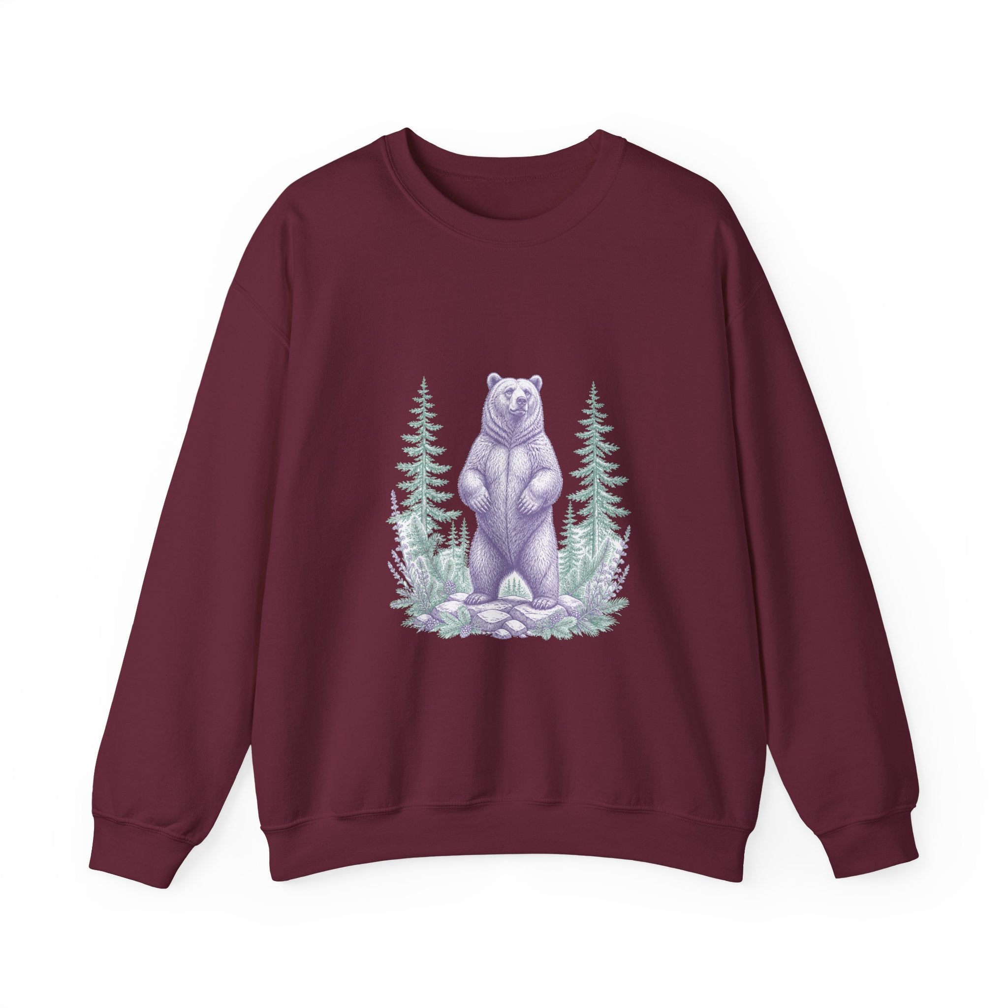 Matching Couple Sweatshirt - Bear & Deer Matching Couple Premium Fleece Sweatshirt Vintage Art His Hers Honeymoon Gift - Design A