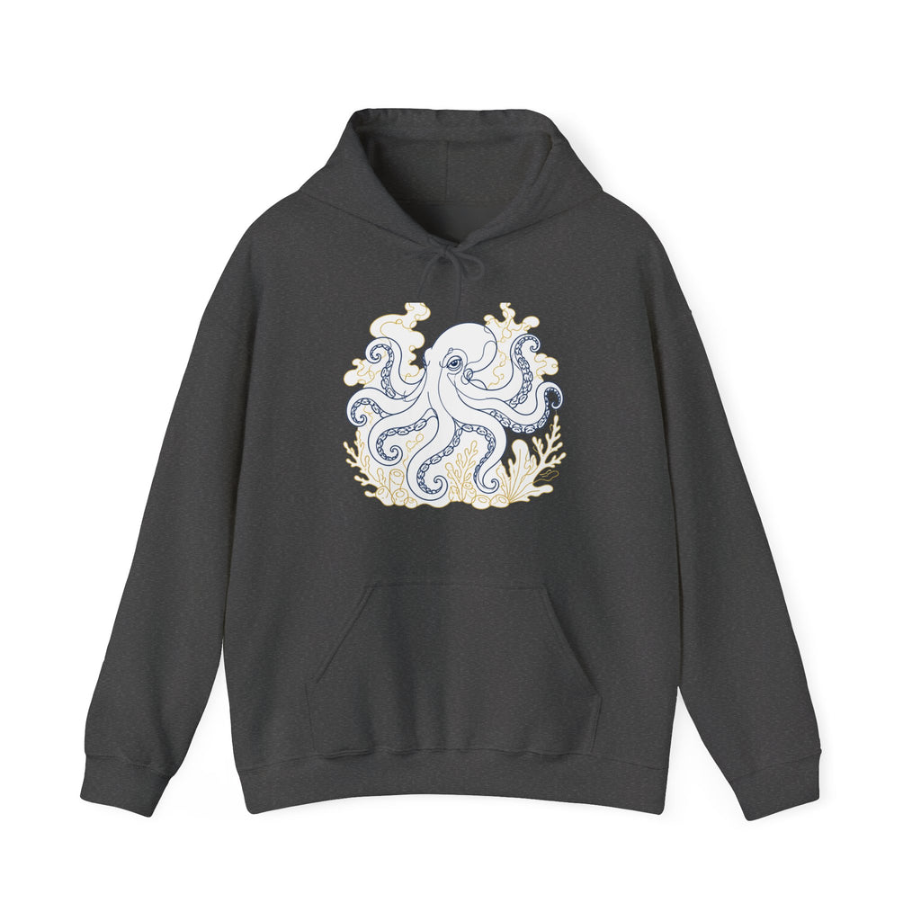 Matching Couple Sweatshirt - Octopus & Jellyfish Matching Couple Hooded Sweatshirt Minimalist Art His Hers Valentine Gift - Design A