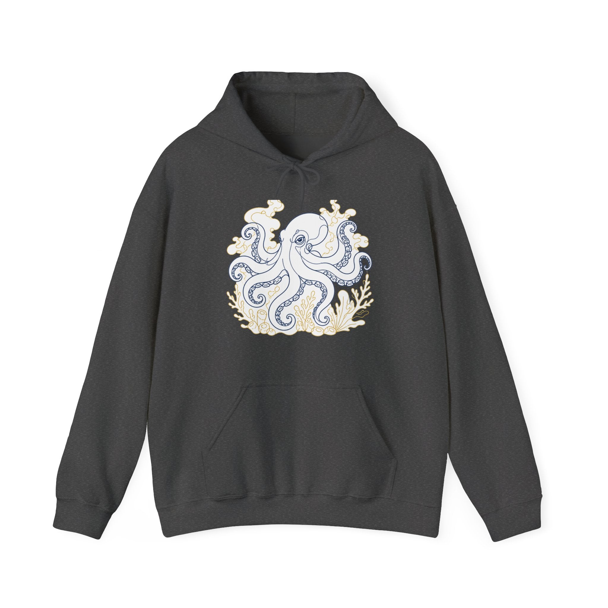 Matching Couple Sweatshirt - Octopus & Jellyfish Matching Couple Hooded Sweatshirt Minimalist Art His Hers Valentine Gift - Design A