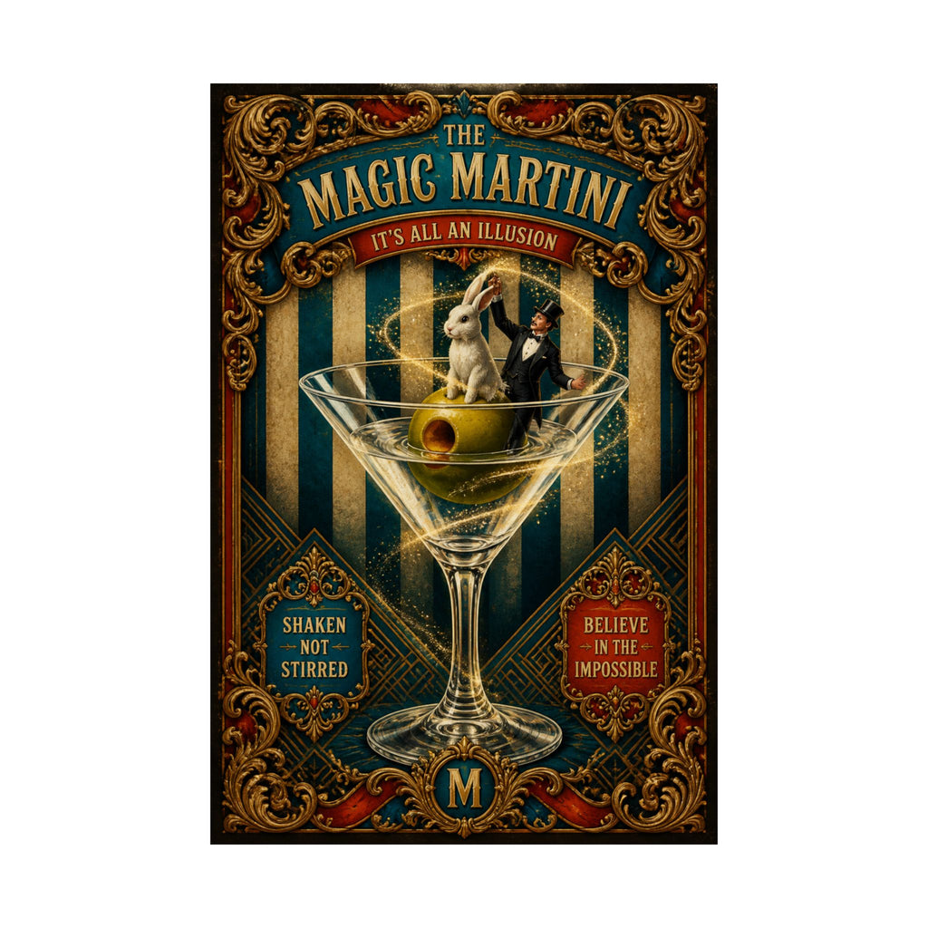 Martini Magician Wall Art Poster 18×24 Baroque Home Office Decor Maximalist Print