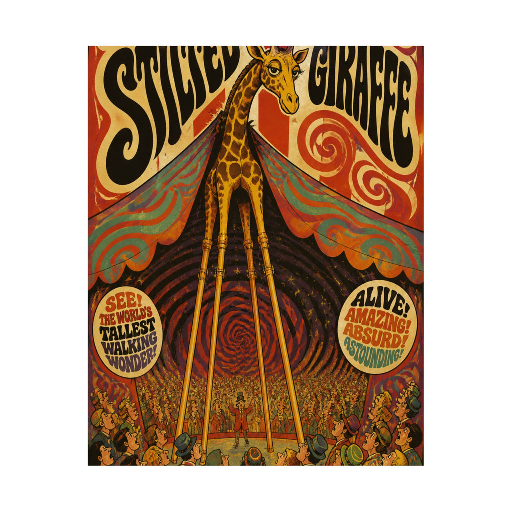 Giraffe on Stilts Wall Art Poster 18×24 Psychedelic Cafe Decor Maximalist Print
