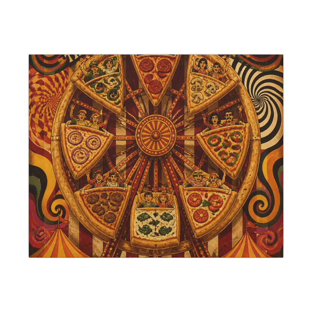 Pizza Ferris Wheel Wall Art Canvas 16×20 Psychedelic Cafe Decor Maximalist Print