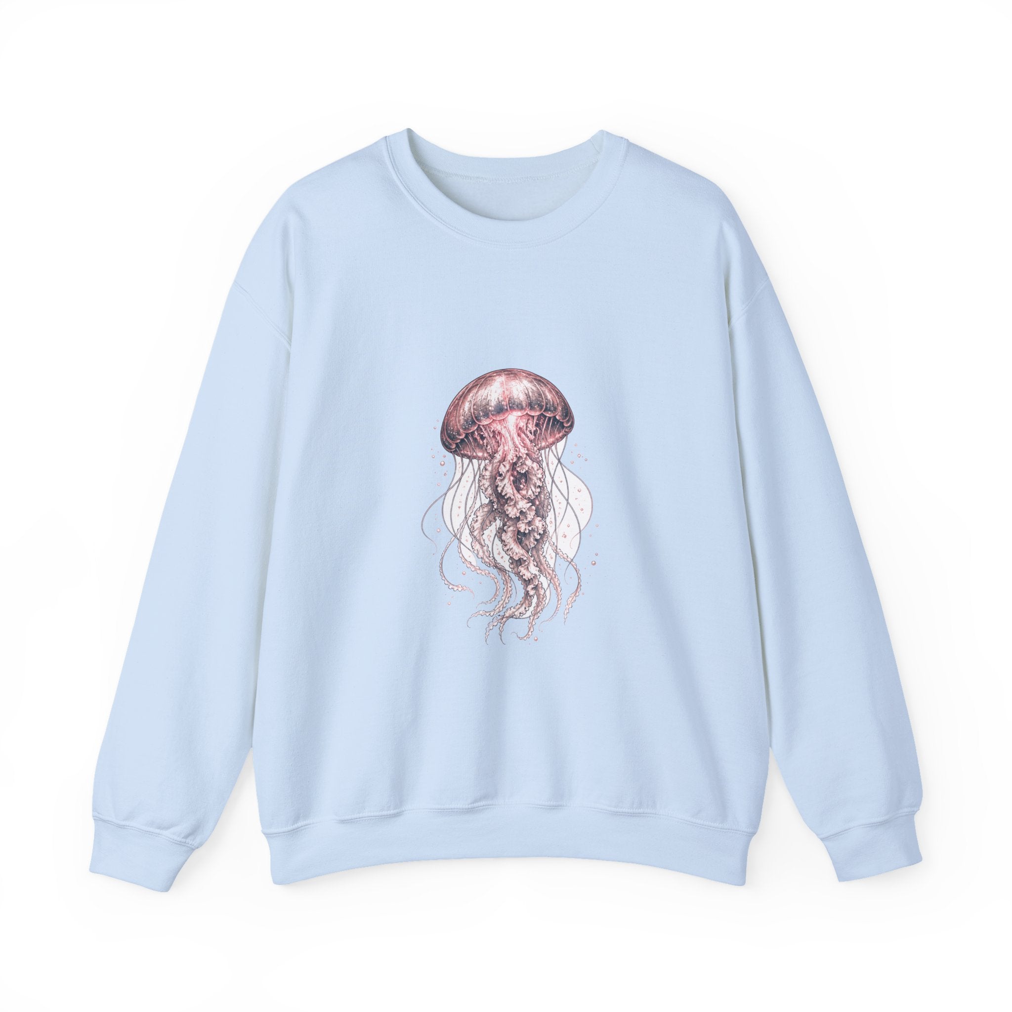 Matching Couple Sweatshirt - Octopus & Jellyfish Matching Couple Crewneck Sweatshirt Hand-Drawn Art His Hers Best Friend Gift - Design B