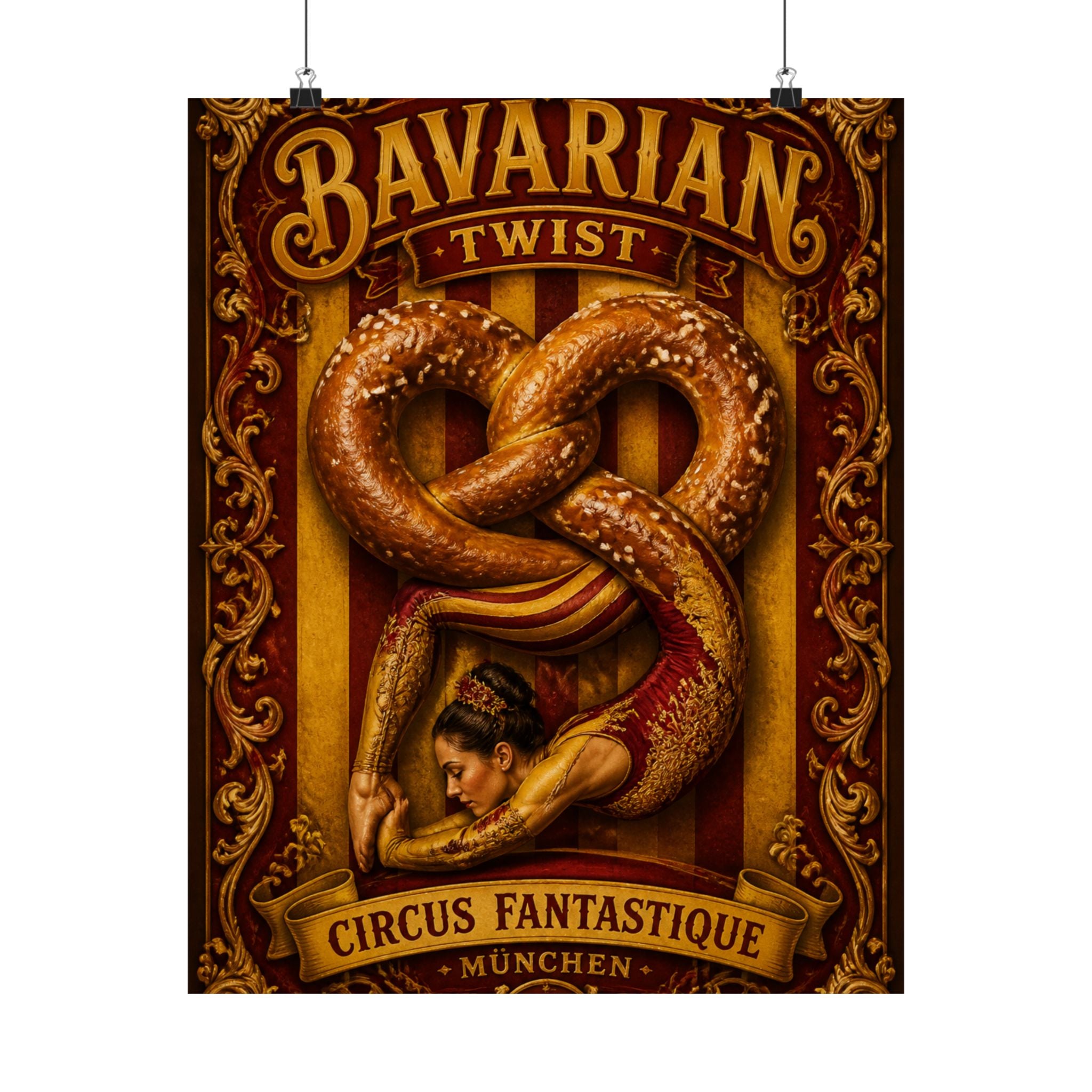 Pretzel Contortionist Wall Art Poster 18×24 Baroque Home Office Decor Maximalist Print