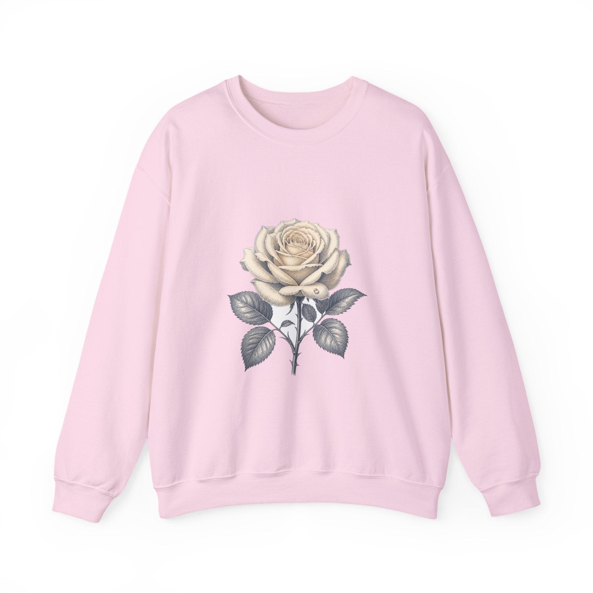 Matching Couple Sweatshirt - Rose & Thorn Matching Couple Crewneck Sweatshirt Vintage Art His Hers Wedding Gift - Design A