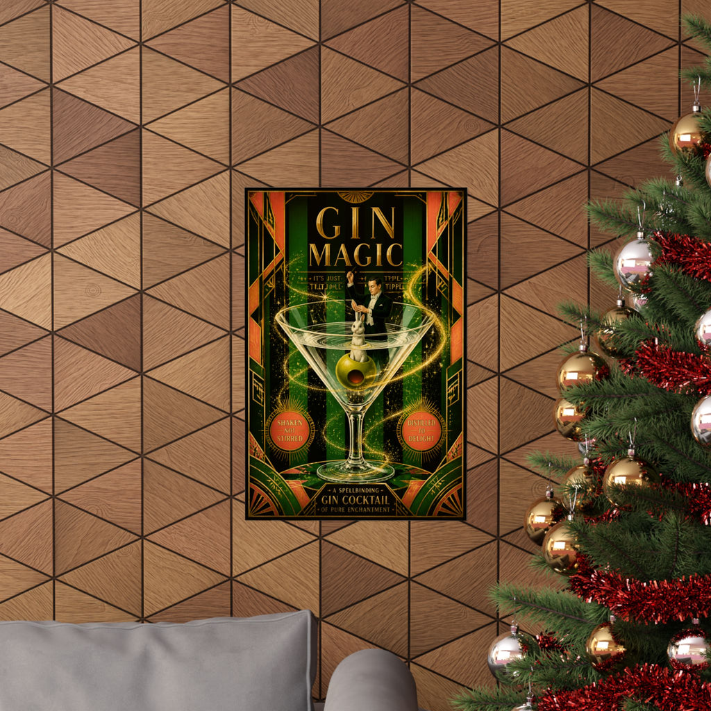 Martini Magician Wall Art Poster 24×36 Art Deco Bar Area Decor Maximalist Print
