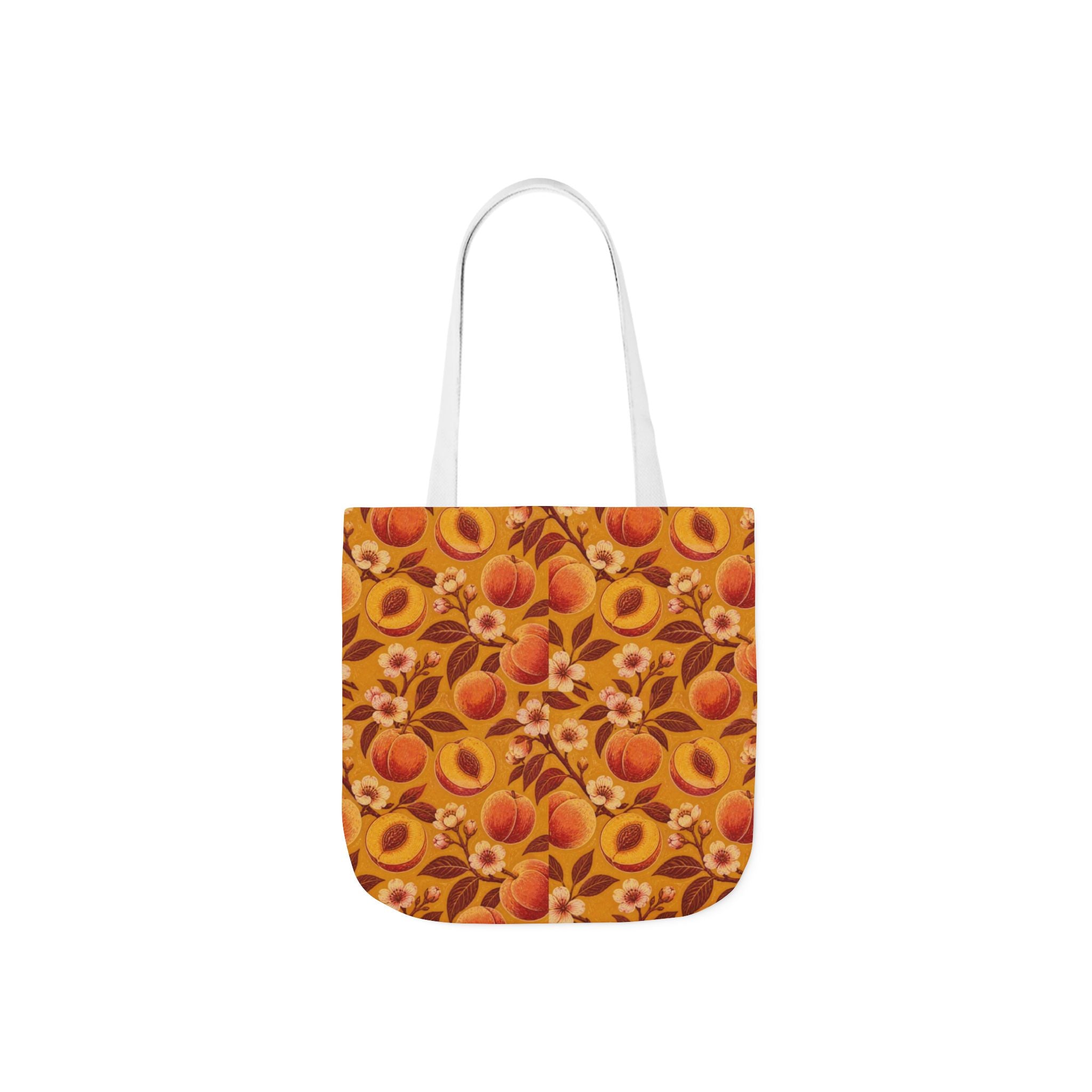 Ripe Peaches Canvas Tote Bag Mediterranean Kitchen Linocut Design Italian Cottagecore Gift