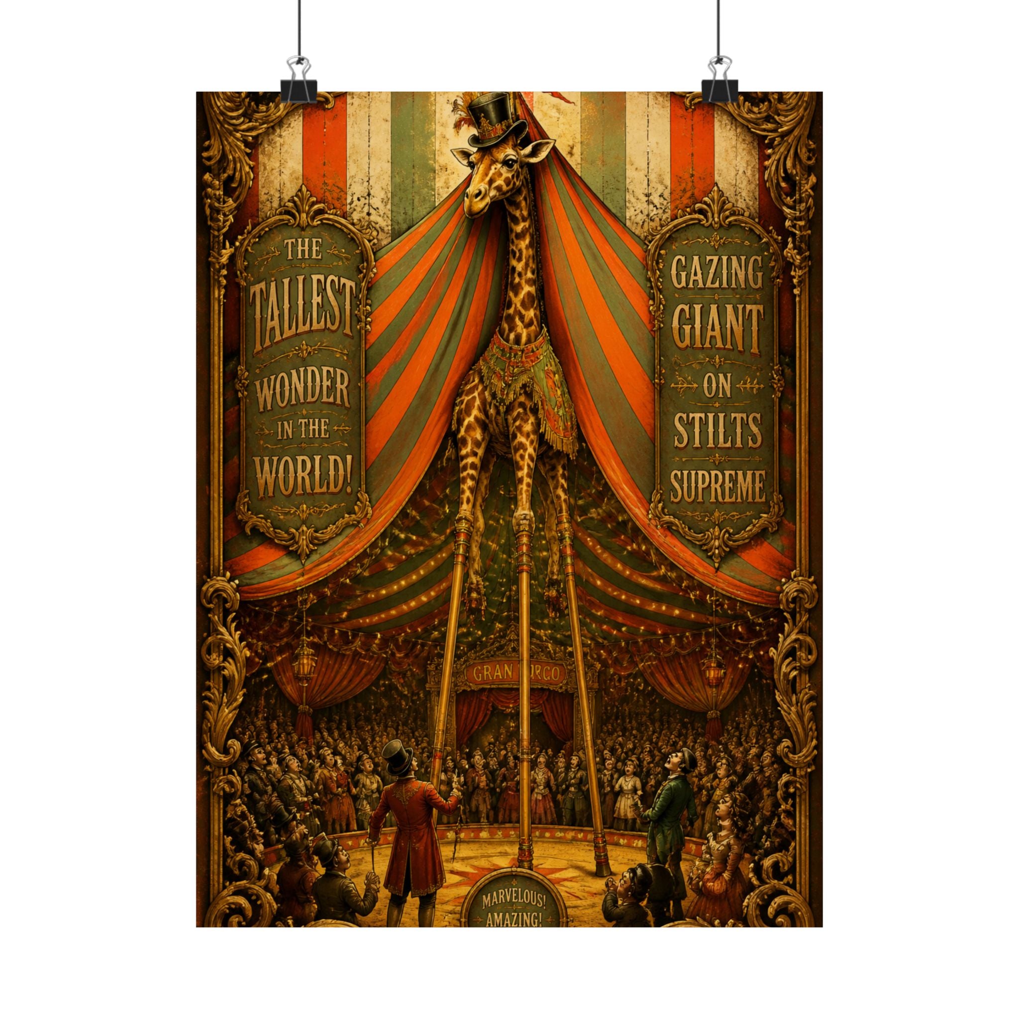 Giraffe on Stilts Wall Art Poster 24×36 Baroque Studio Decor Maximalist Print